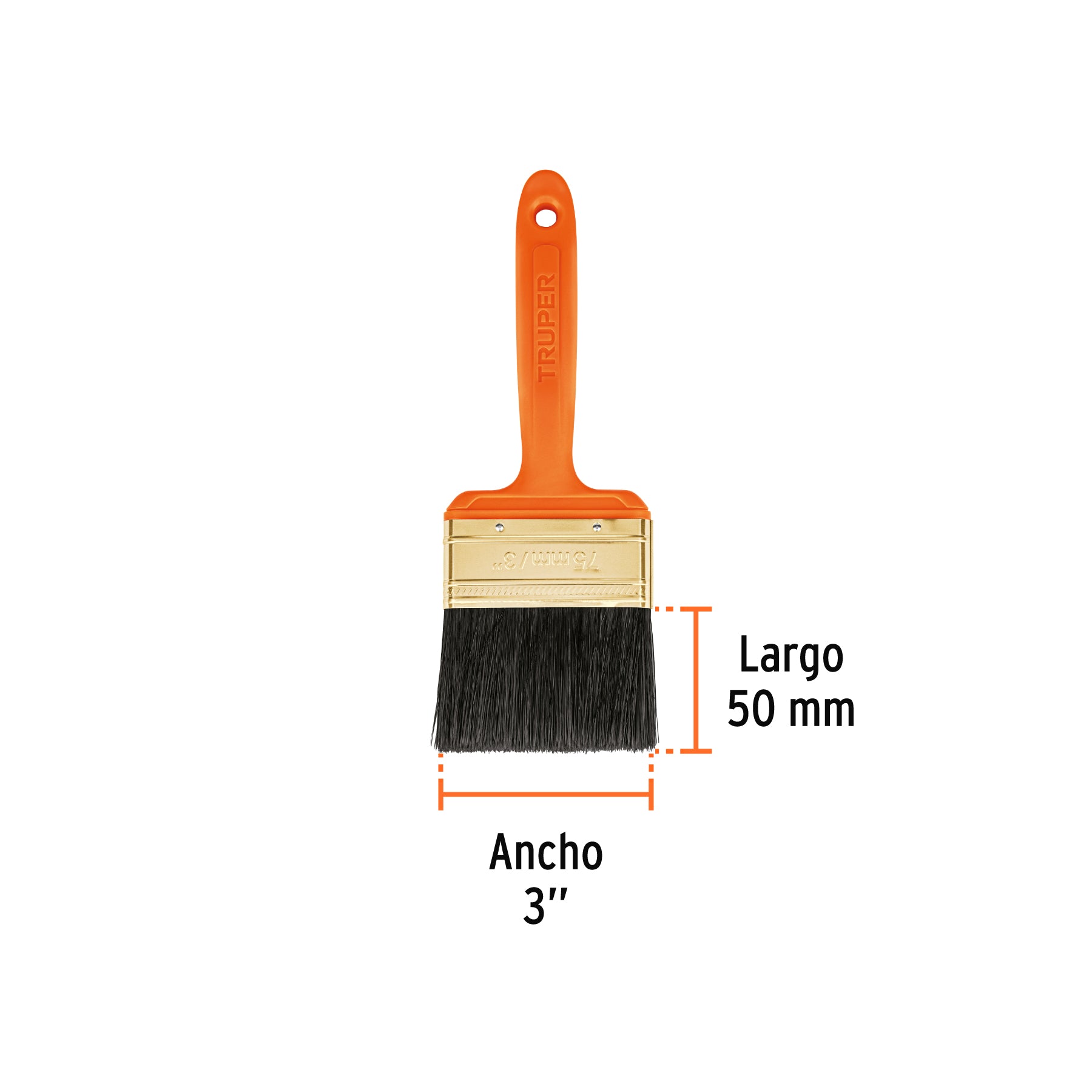 Brocha profesional de 3" con mango de plástico, TRUPER