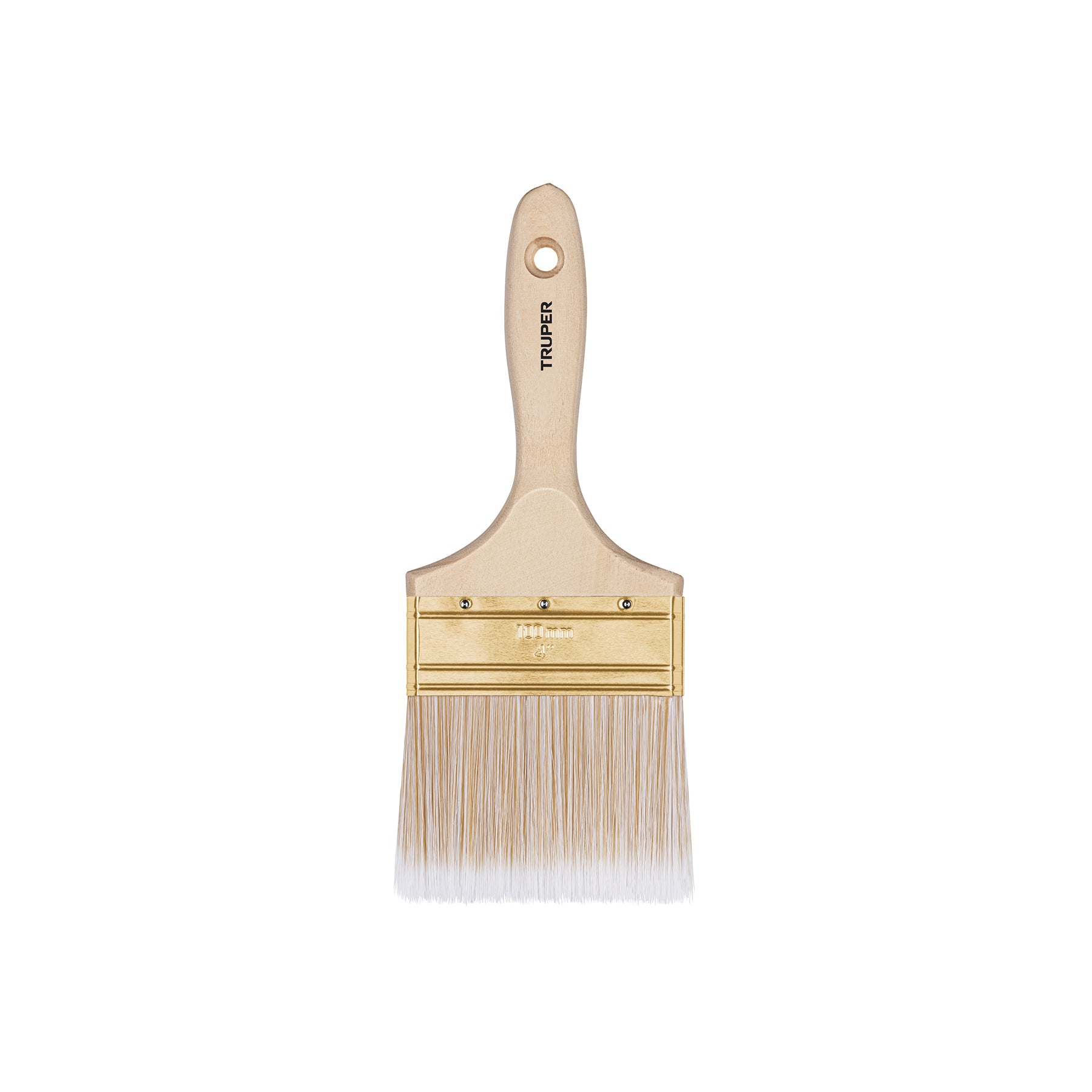 Brocha cerdas sintéticas 4" corte recto, mango de madera