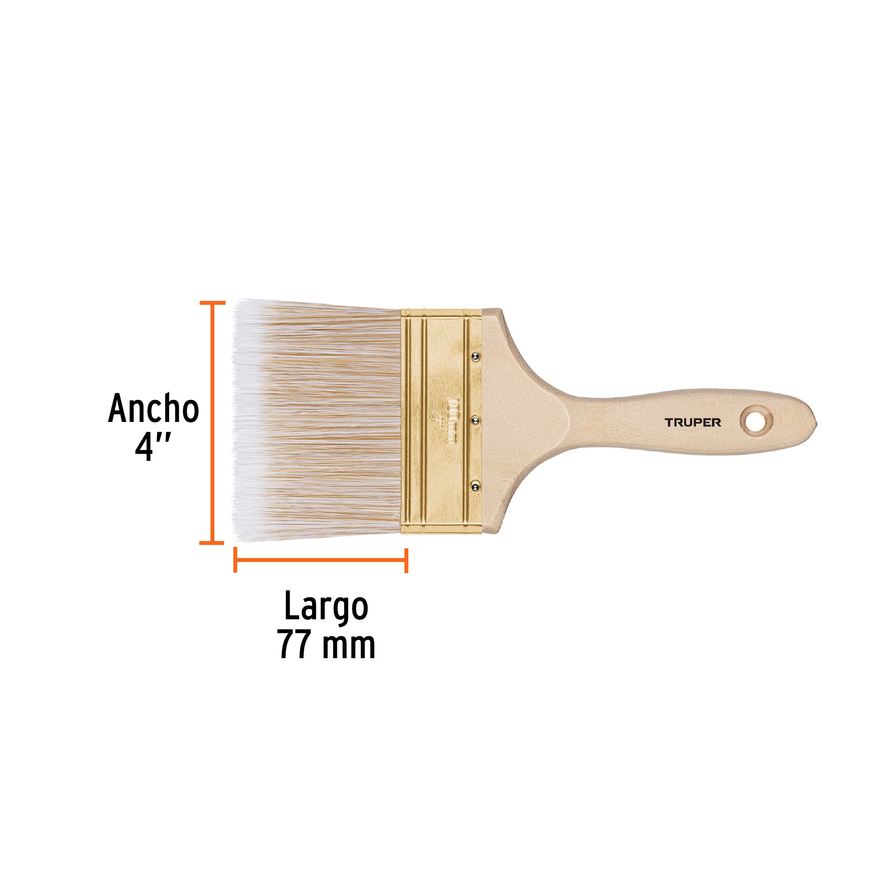 Brocha cerdas sintéticas 4" corte recto, mango de madera