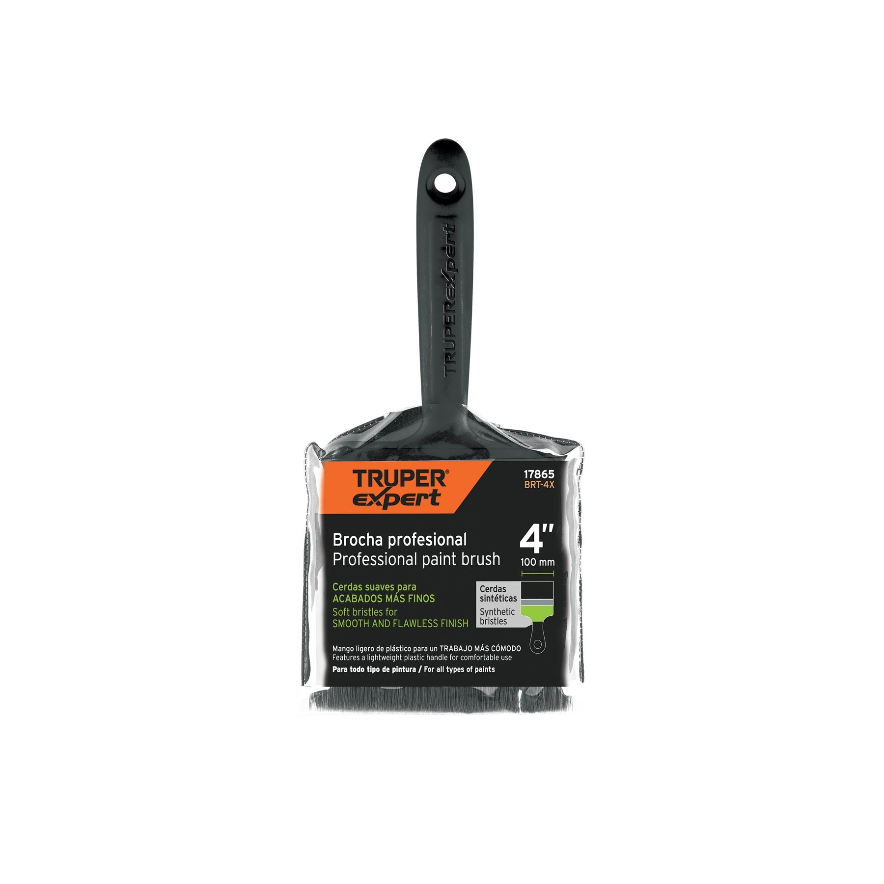 Brocha profesional de 4" mango de plástico, TRUPER EXPERT