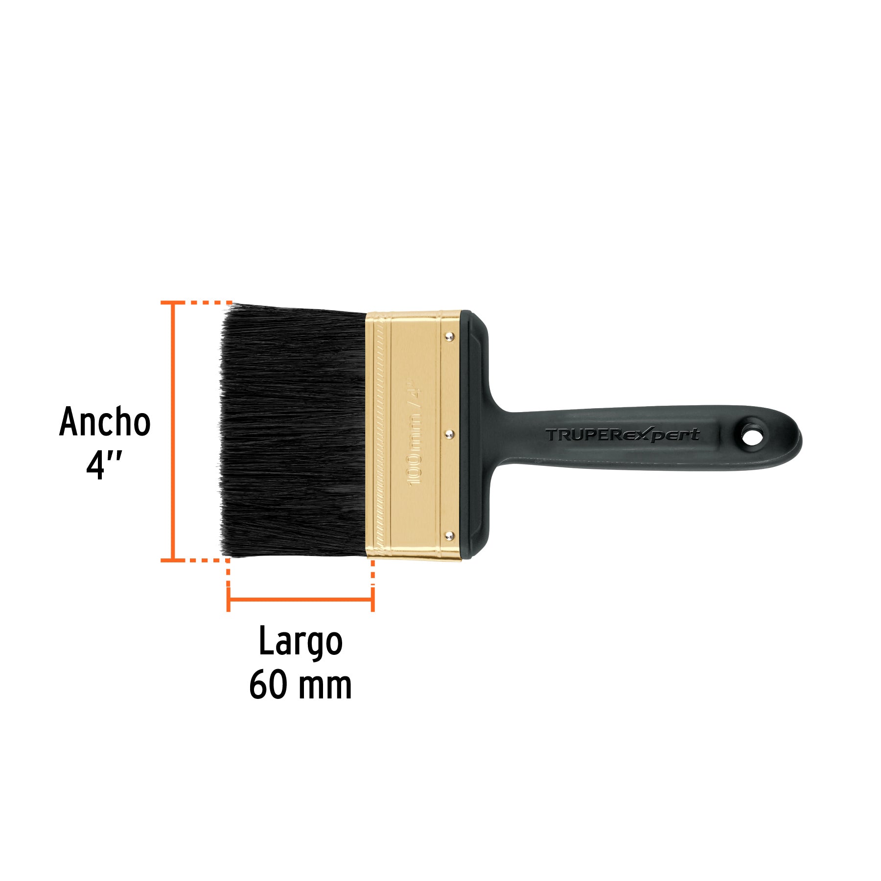 Brocha profesional de 4" mango de plástico, TRUPER EXPERT
