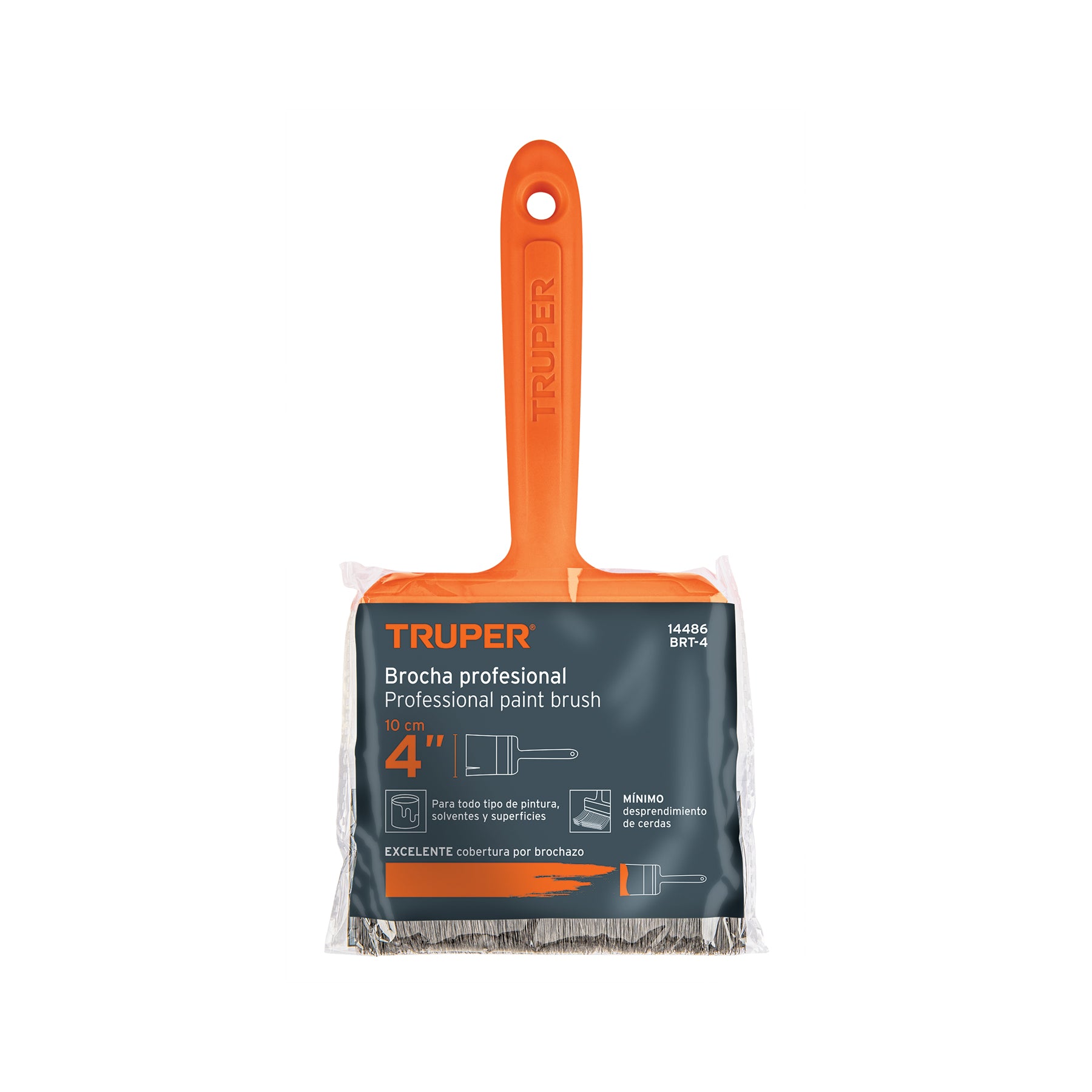 Brocha profesional de 4" con mango de plástico, TRUPER