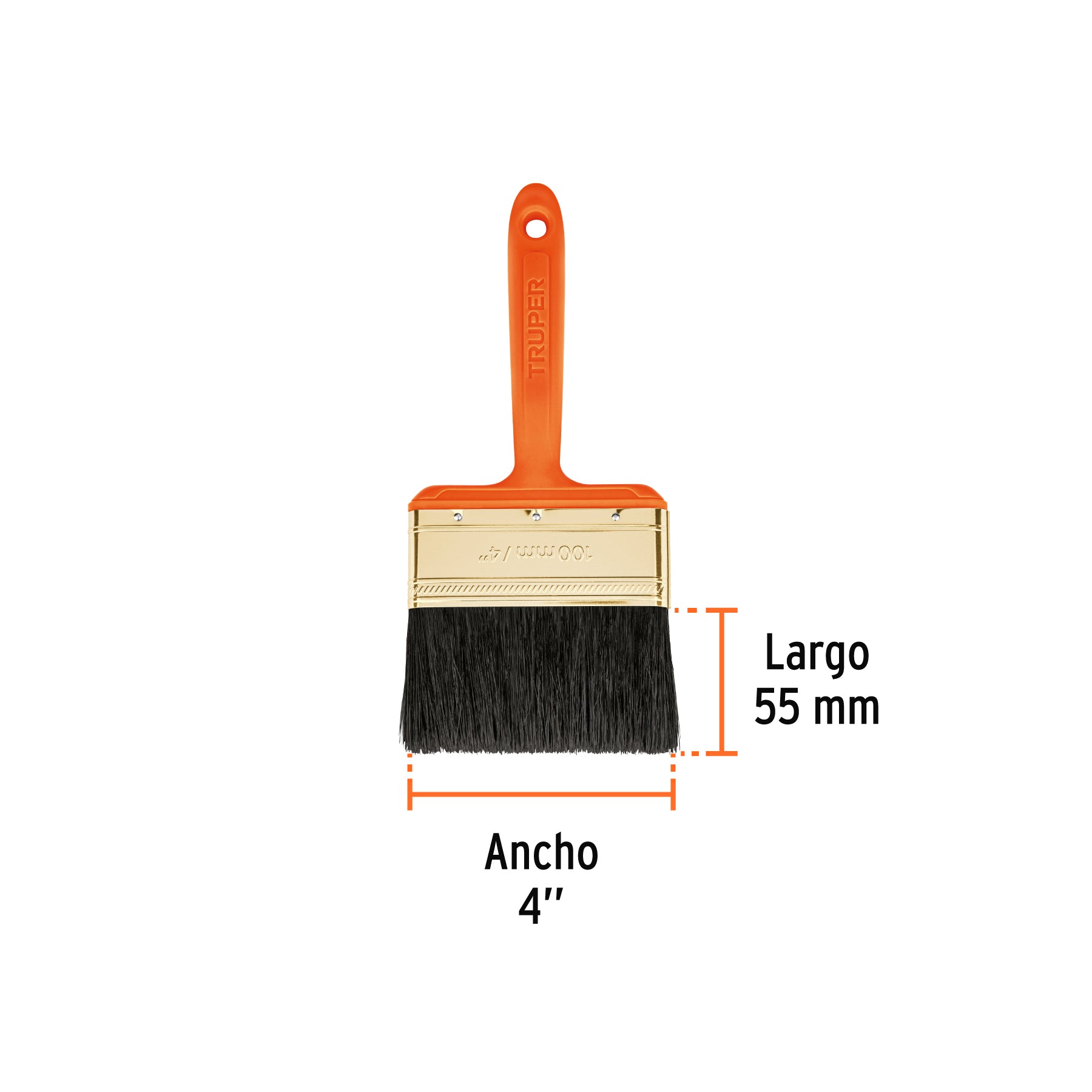 Brocha profesional de 4" con mango de plástico, TRUPER
