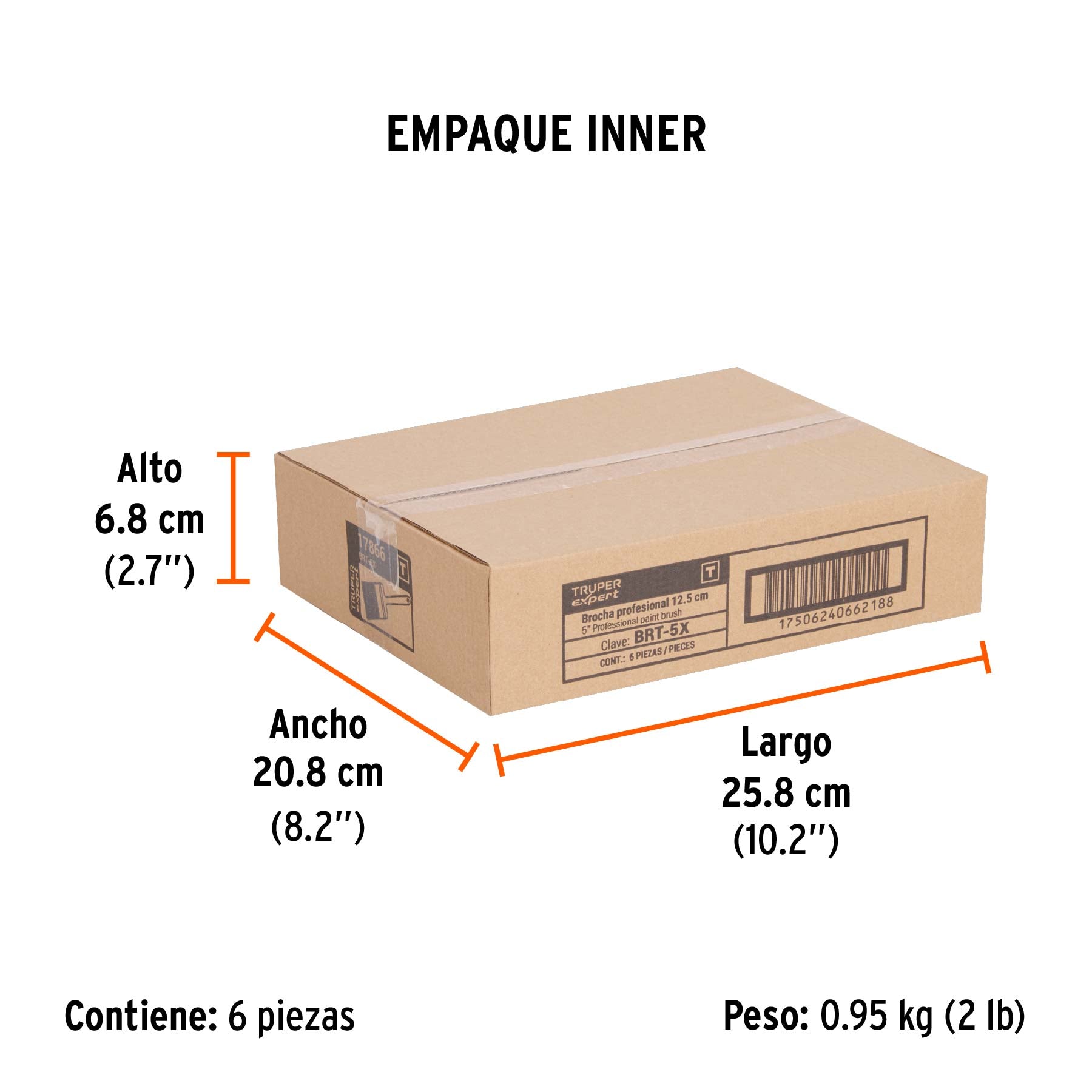 Brocha profesional de 5" mango de plástico, TRUPER EXPERT - Empaque