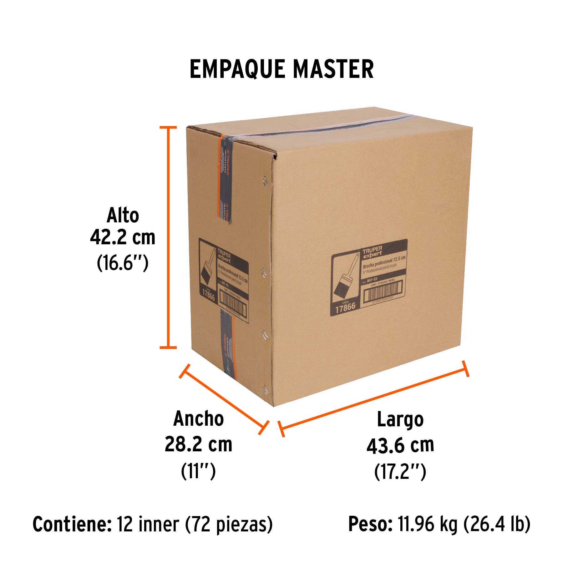 Brocha profesional de 5" mango de plástico, TRUPER EXPERT - Empaque