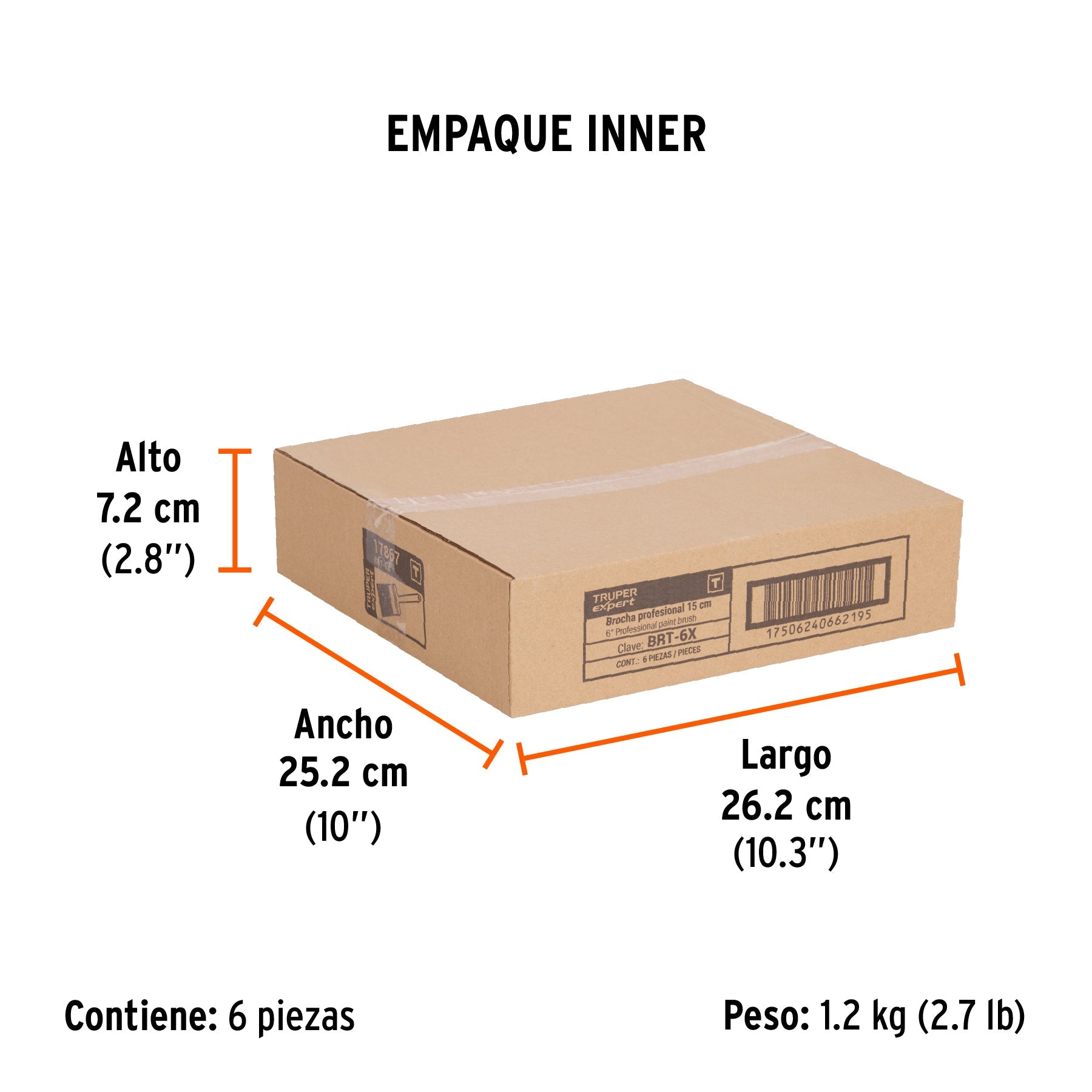 Brocha profesional de 6" mango de plástico, TRUPER EXPERT - Empaque