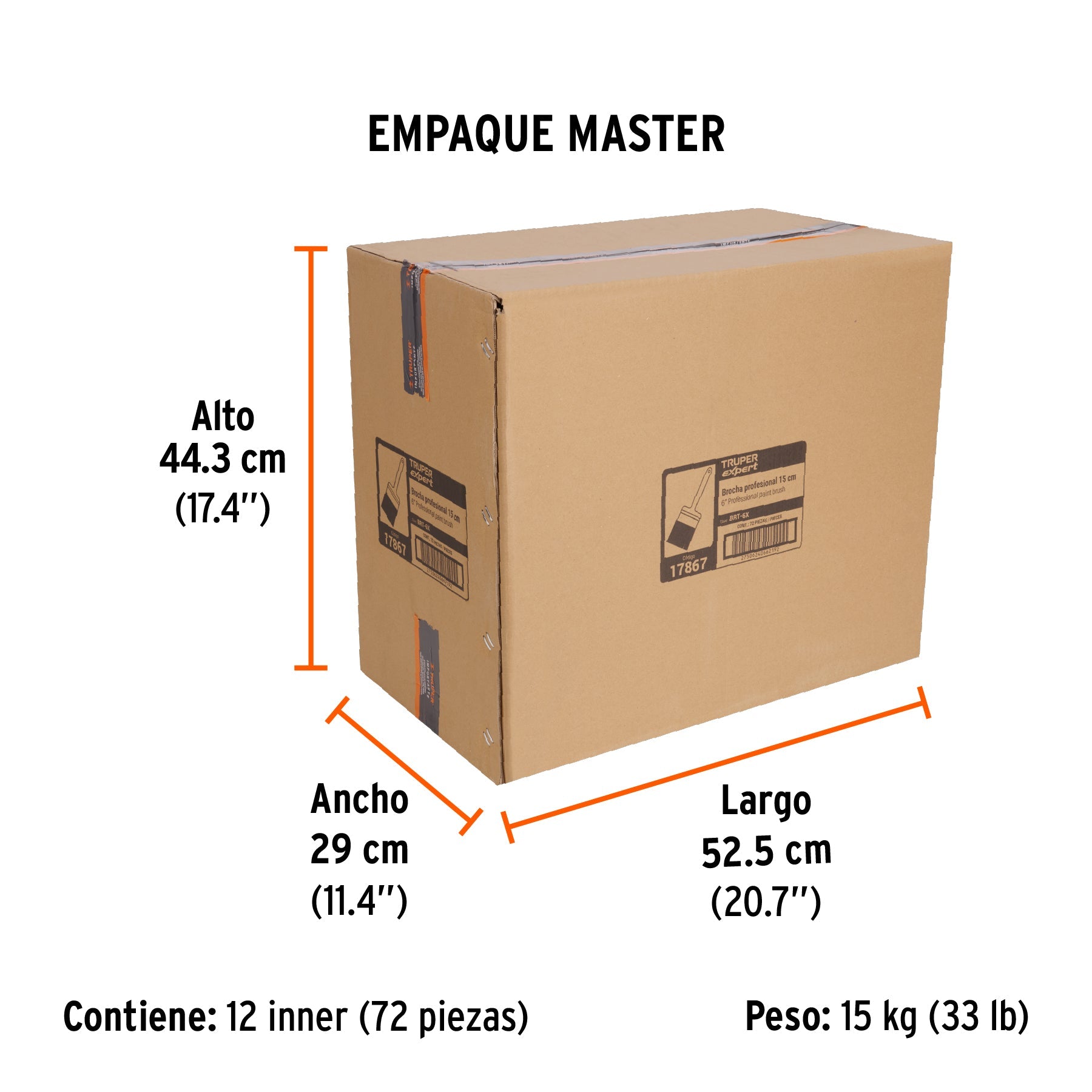 Brocha profesional de 6" mango de plástico, TRUPER EXPERT - Empaque