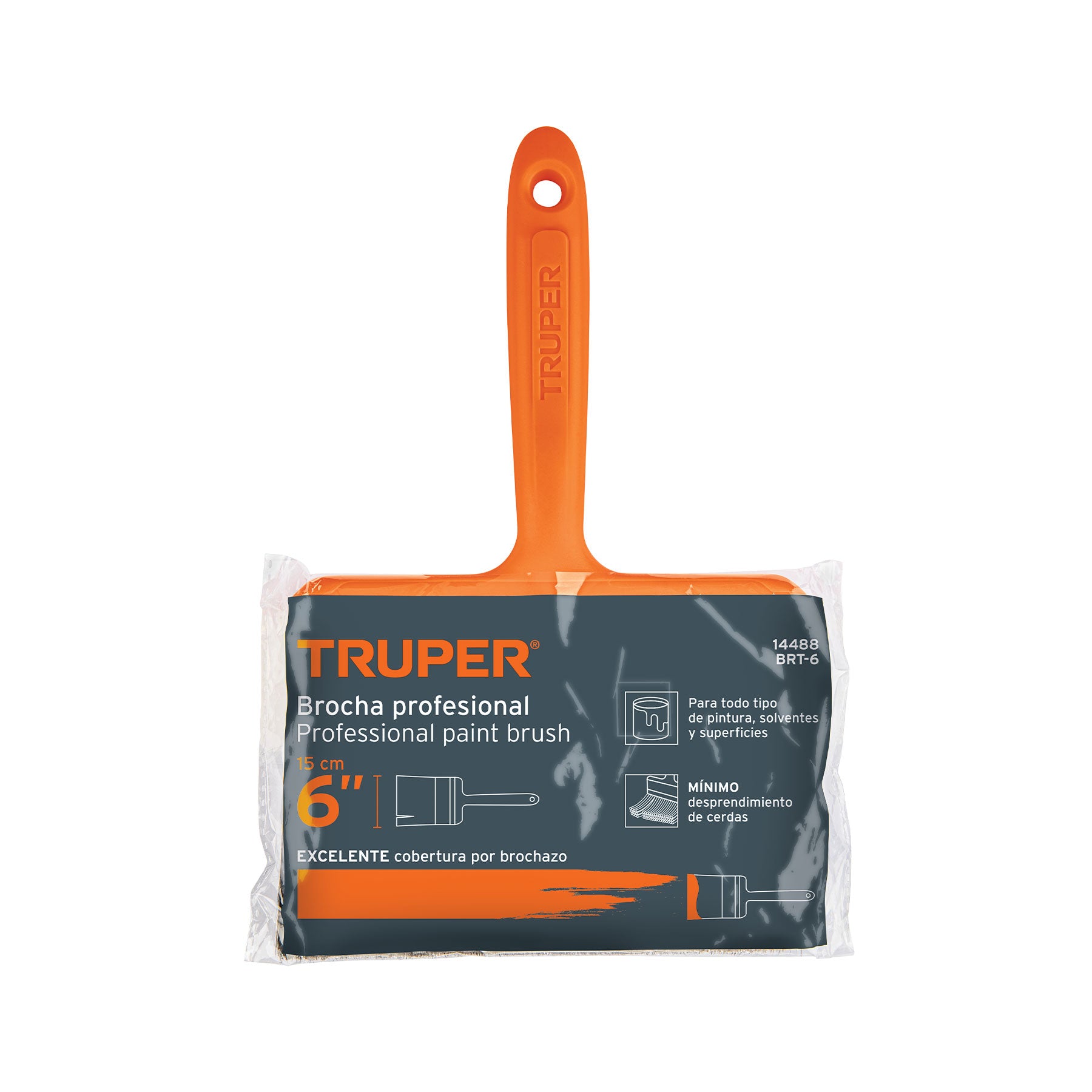 Brocha profesional de 6" con mango de plástico, TRUPER