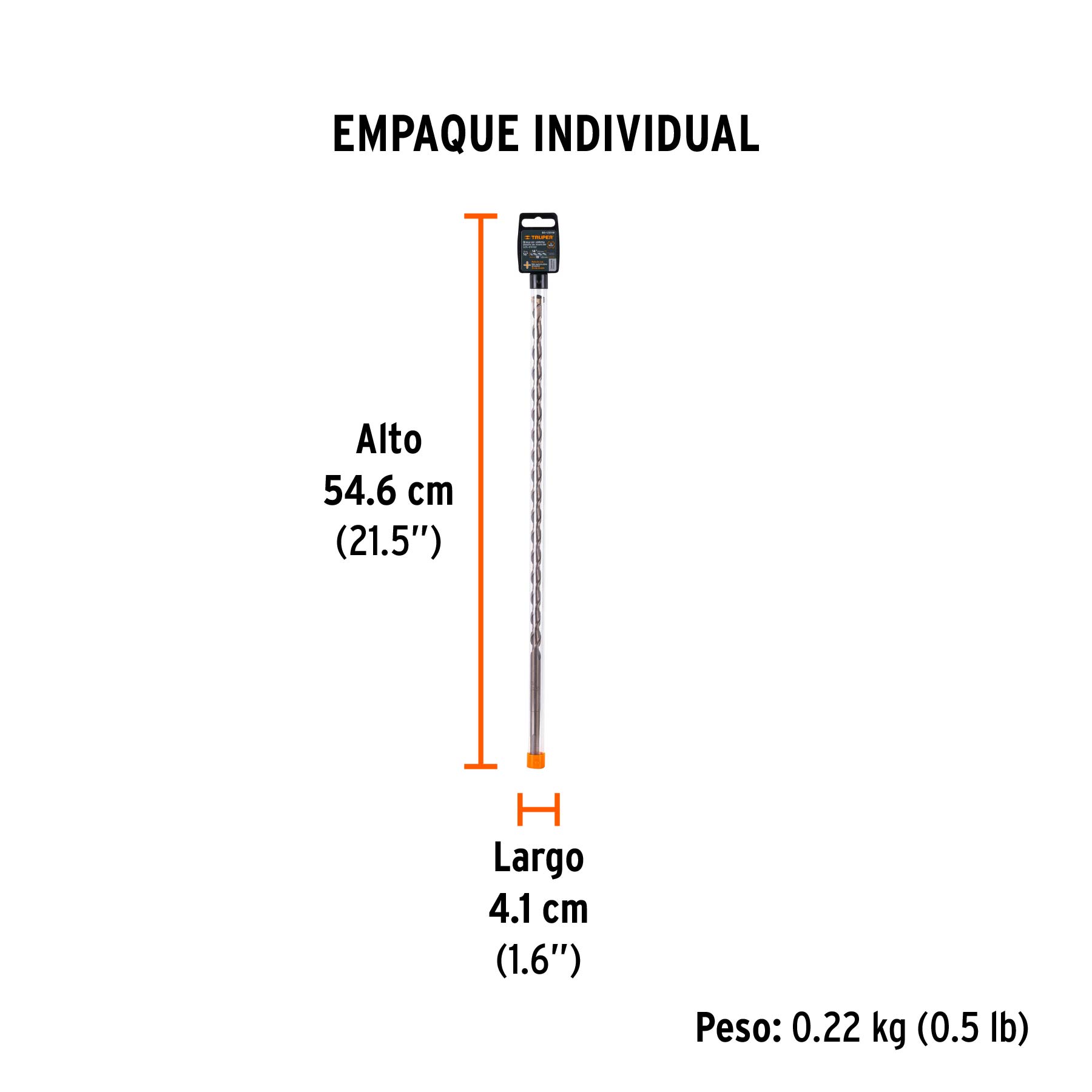 Broca SDS Plus 1/2 x 18", TRUPER - Empaque