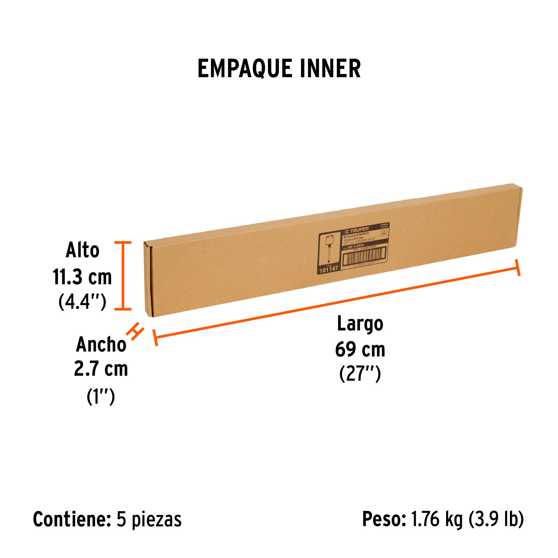 Broca SDS Plus 1/2 x 24", TRUPER - Empaque