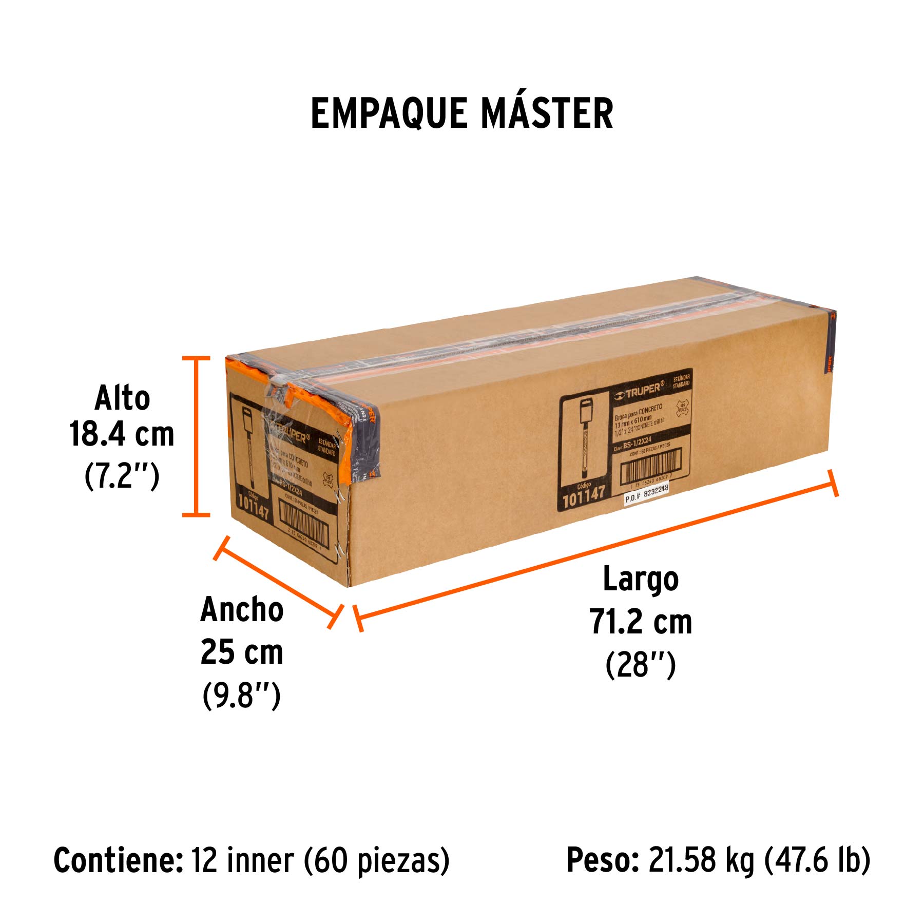 Broca SDS Plus 1/2 x 24", TRUPER - Empaque