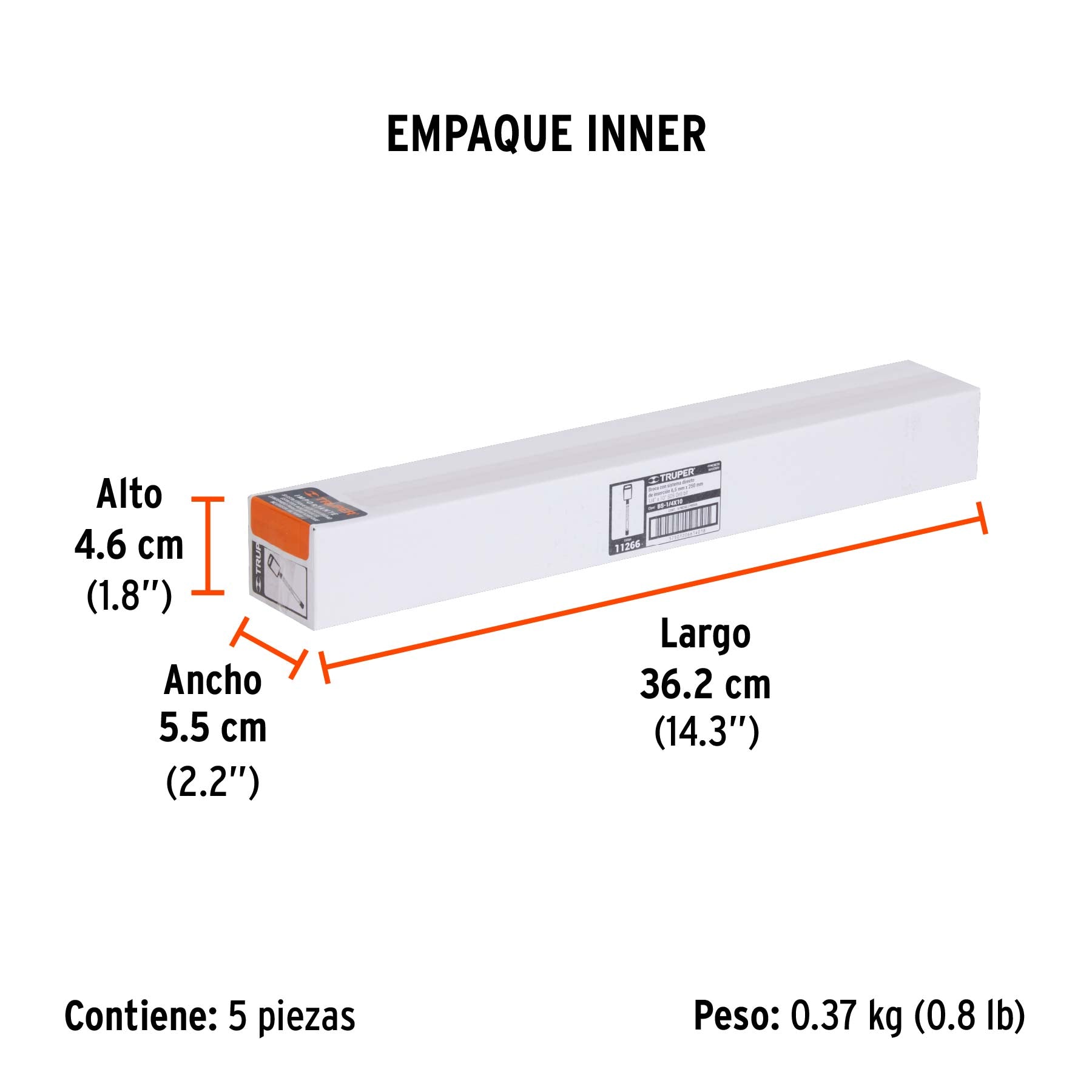 Broca SDS Plus 1/4 x 10", TRUPER - Empaque