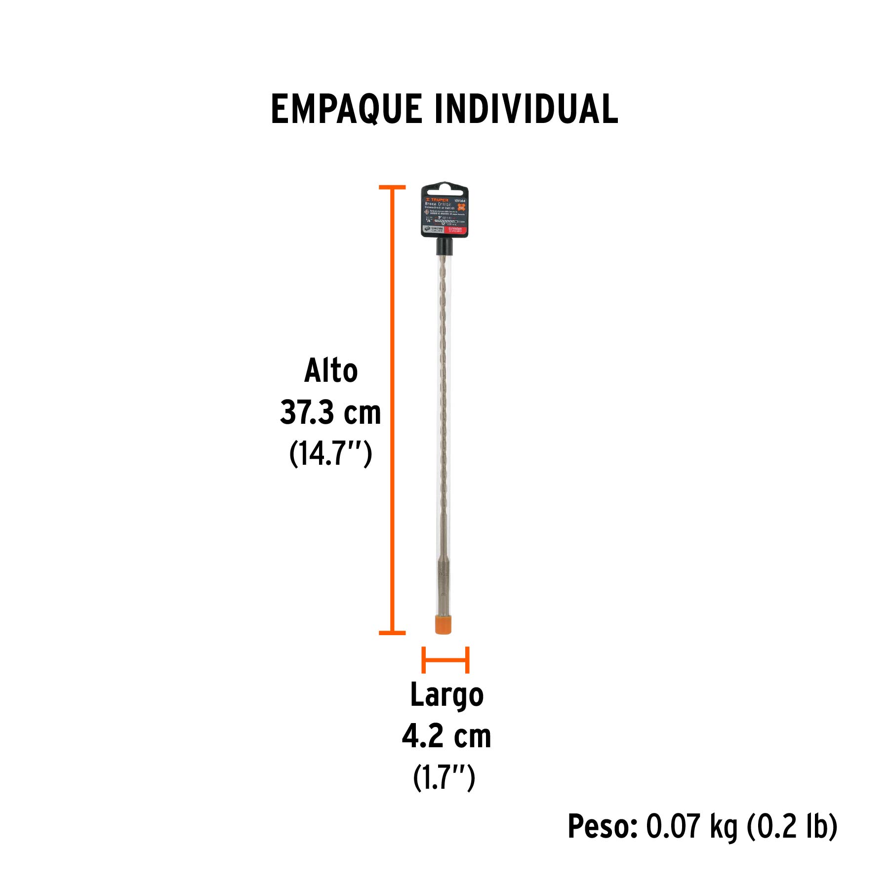 Broca SDS Plus 1/4 x 12", TRUPER - Empaque