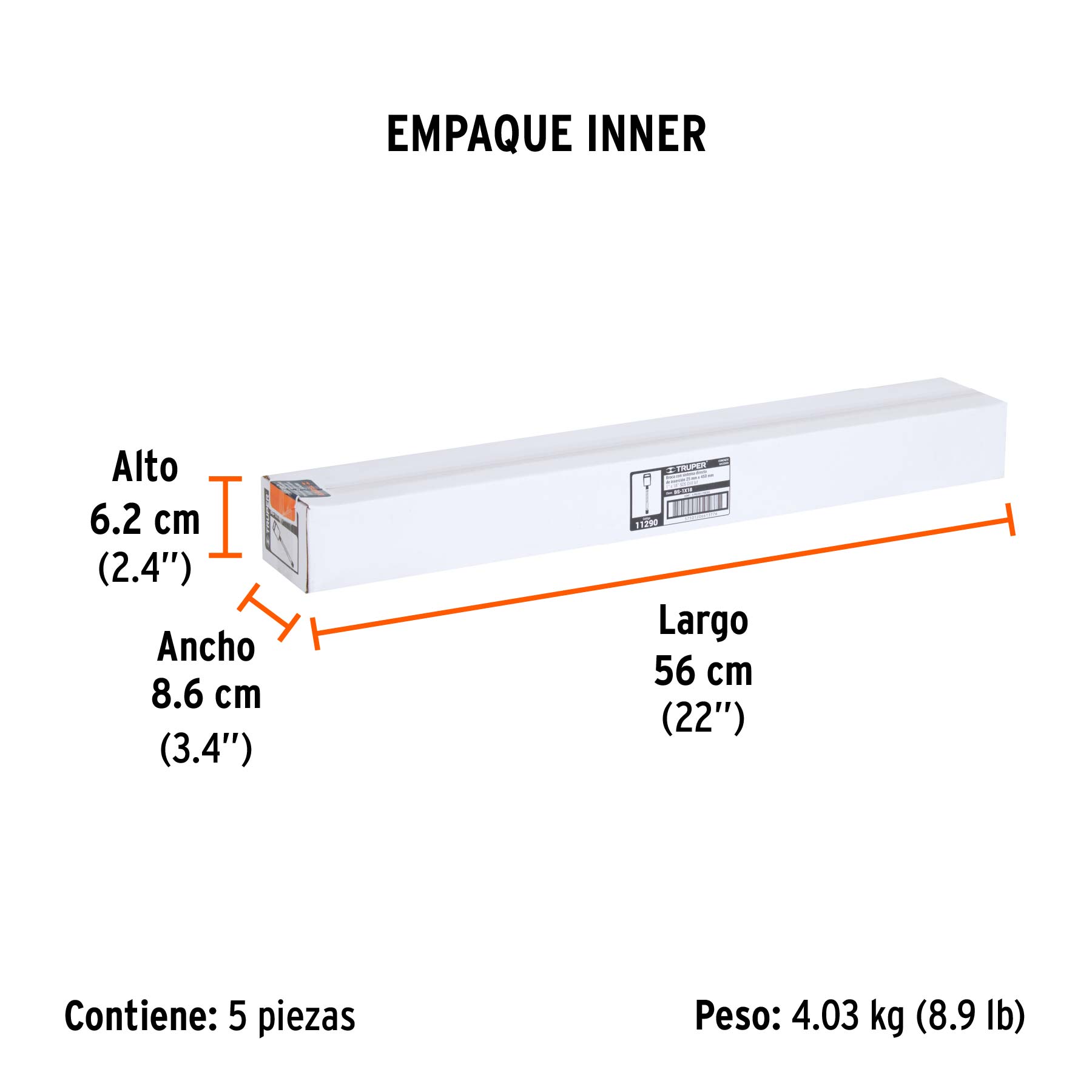 Broca SDS Plus 1 x 18", TRUPER - Empaque