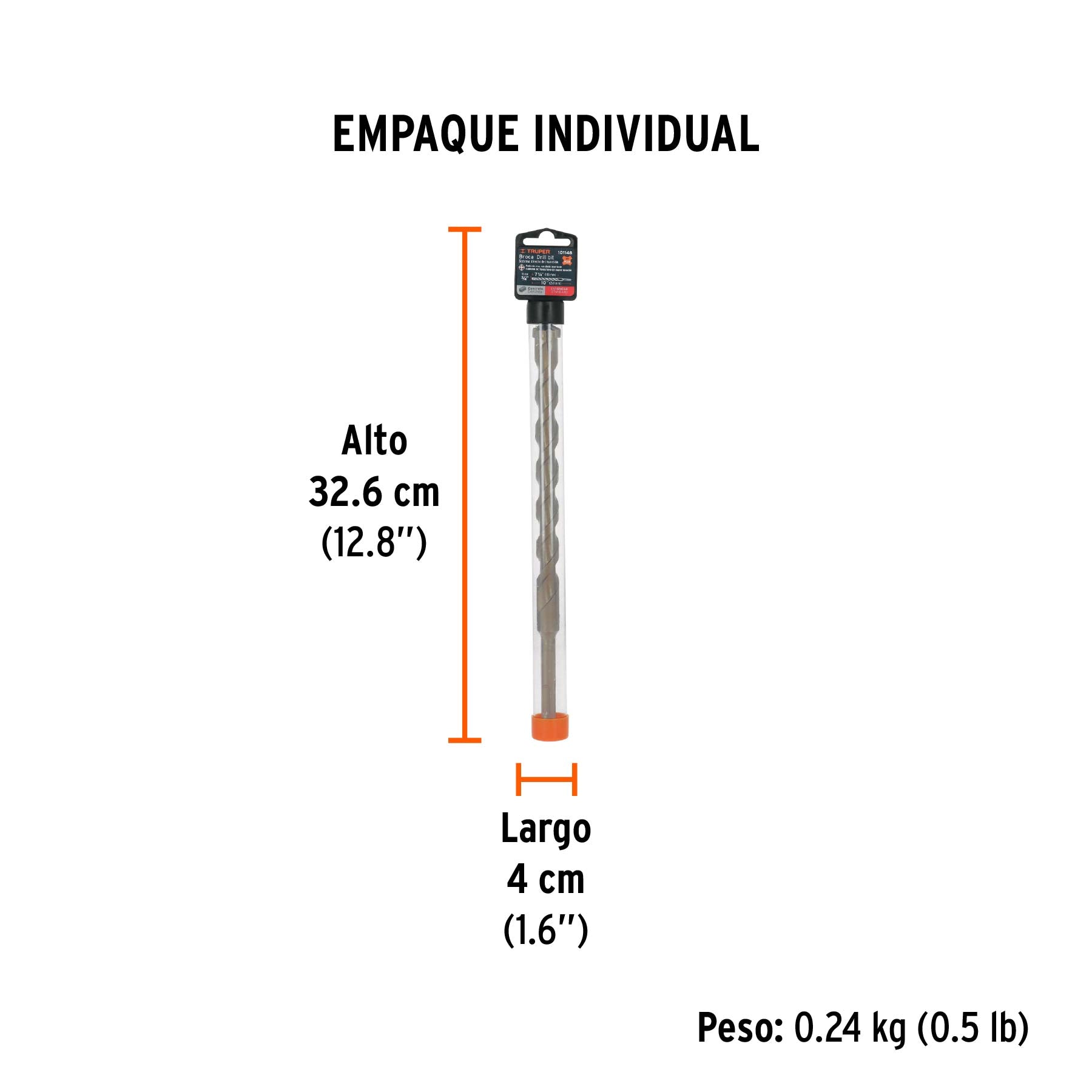 Broca SDS Plus 3/4 x 10", TRUPER - Empaque