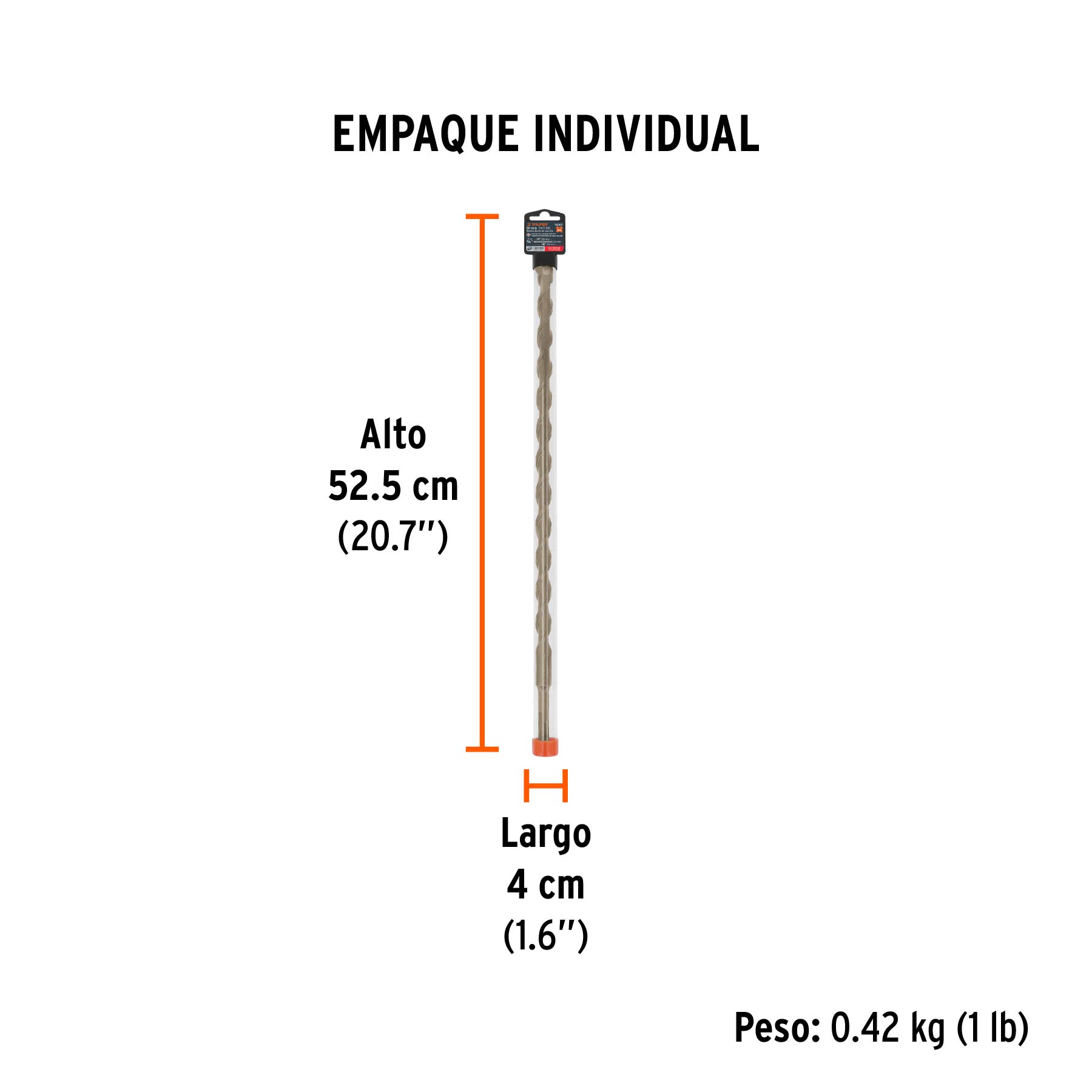 Broca SDS Plus 3/4 x 18", TRUPER - Empaque
