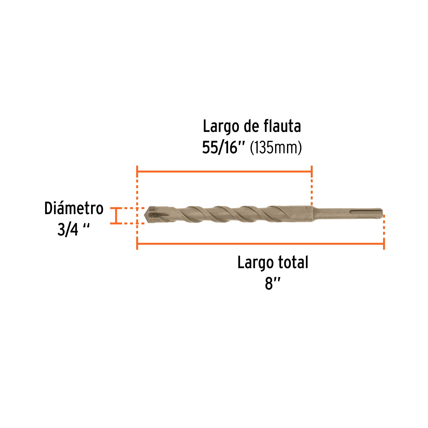 Broca SDS Plus 3/4 x 8", TRUPER