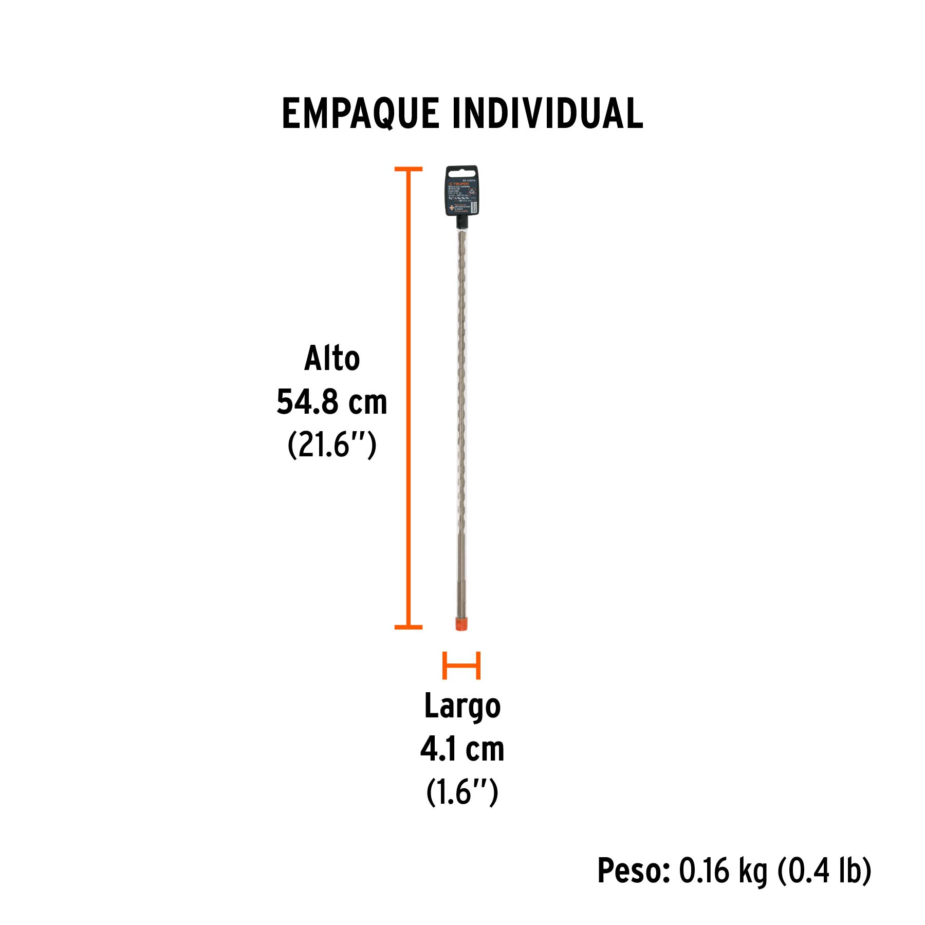 Broca SDS Plus 3/8 x 18", TRUPER - Empaque