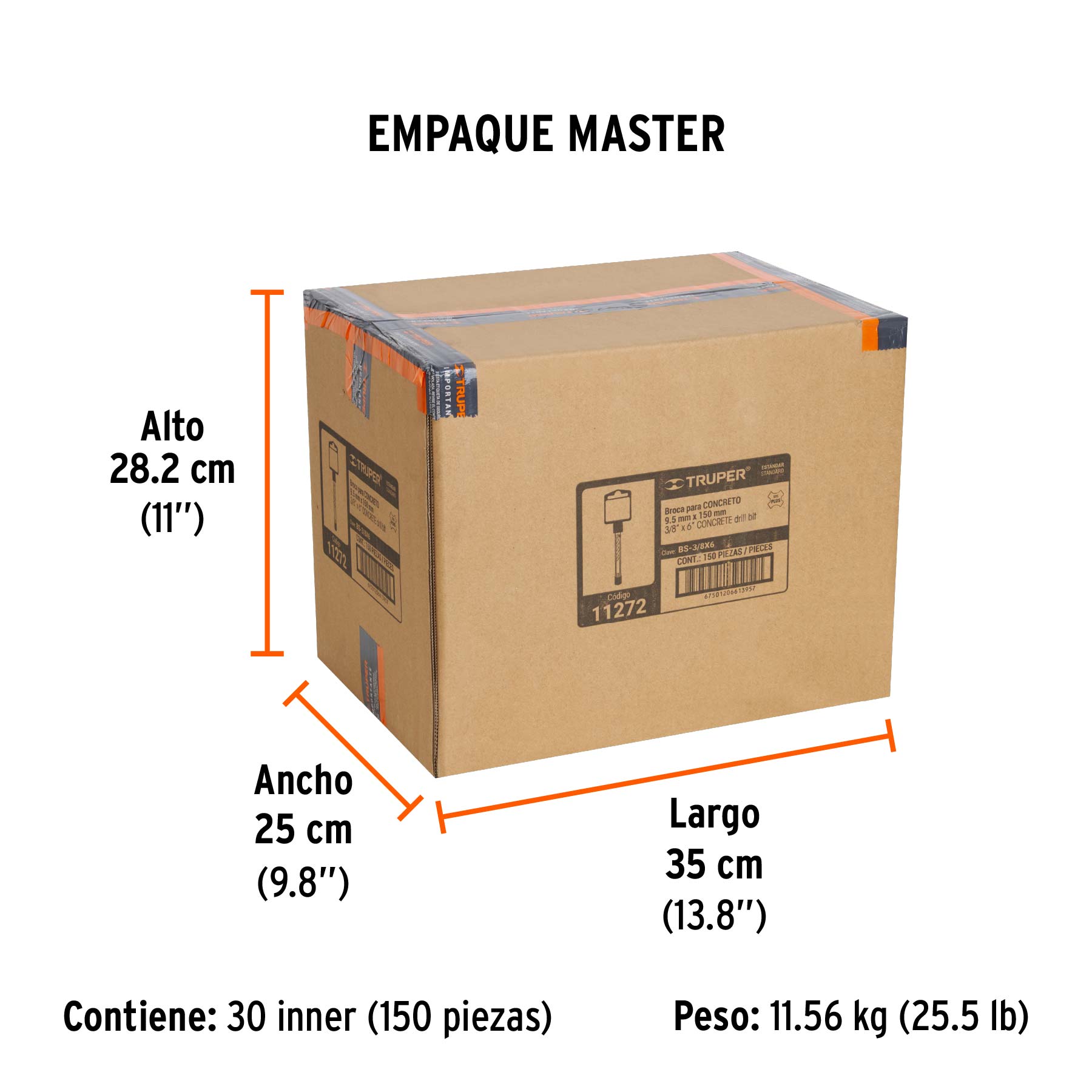 Broca SDS Plus 3/8 x 6", TRUPER - Empaque