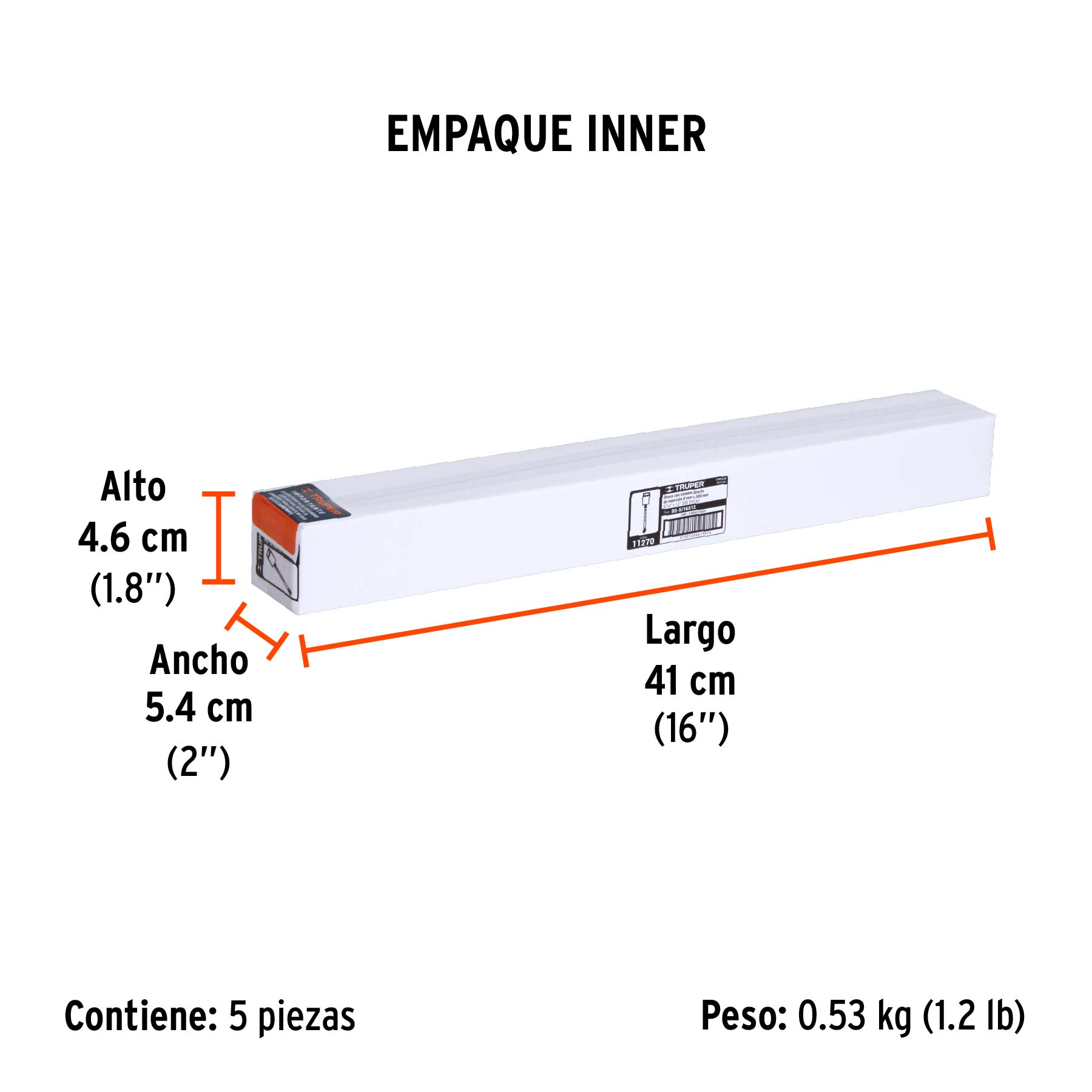 Broca SDS Plus 5/16 x 12", TRUPER - Empaque