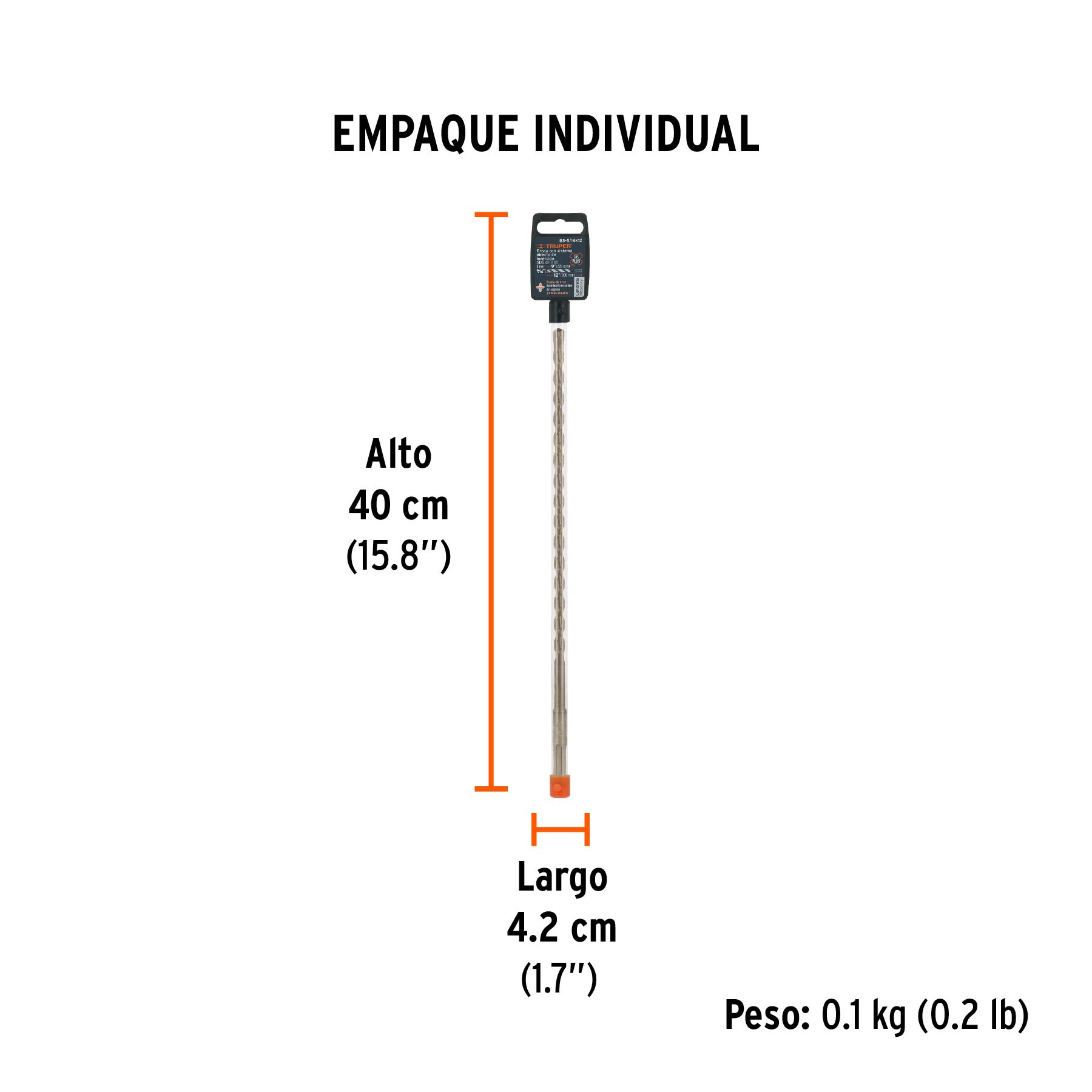 Broca SDS Plus 5/16 x 12", TRUPER - Empaque