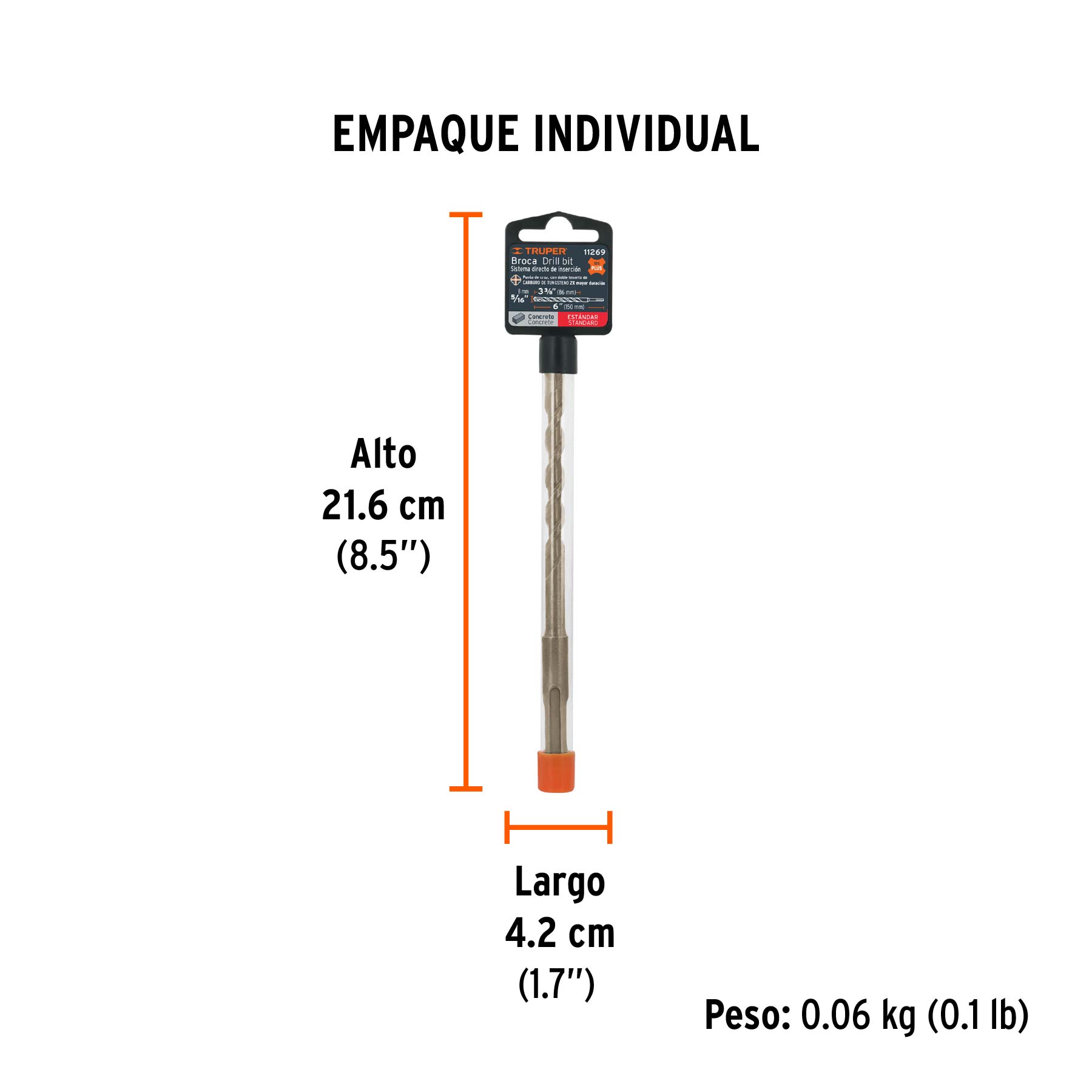Broca SDS Plus 5/16 x 6", TRUPER - Empaque