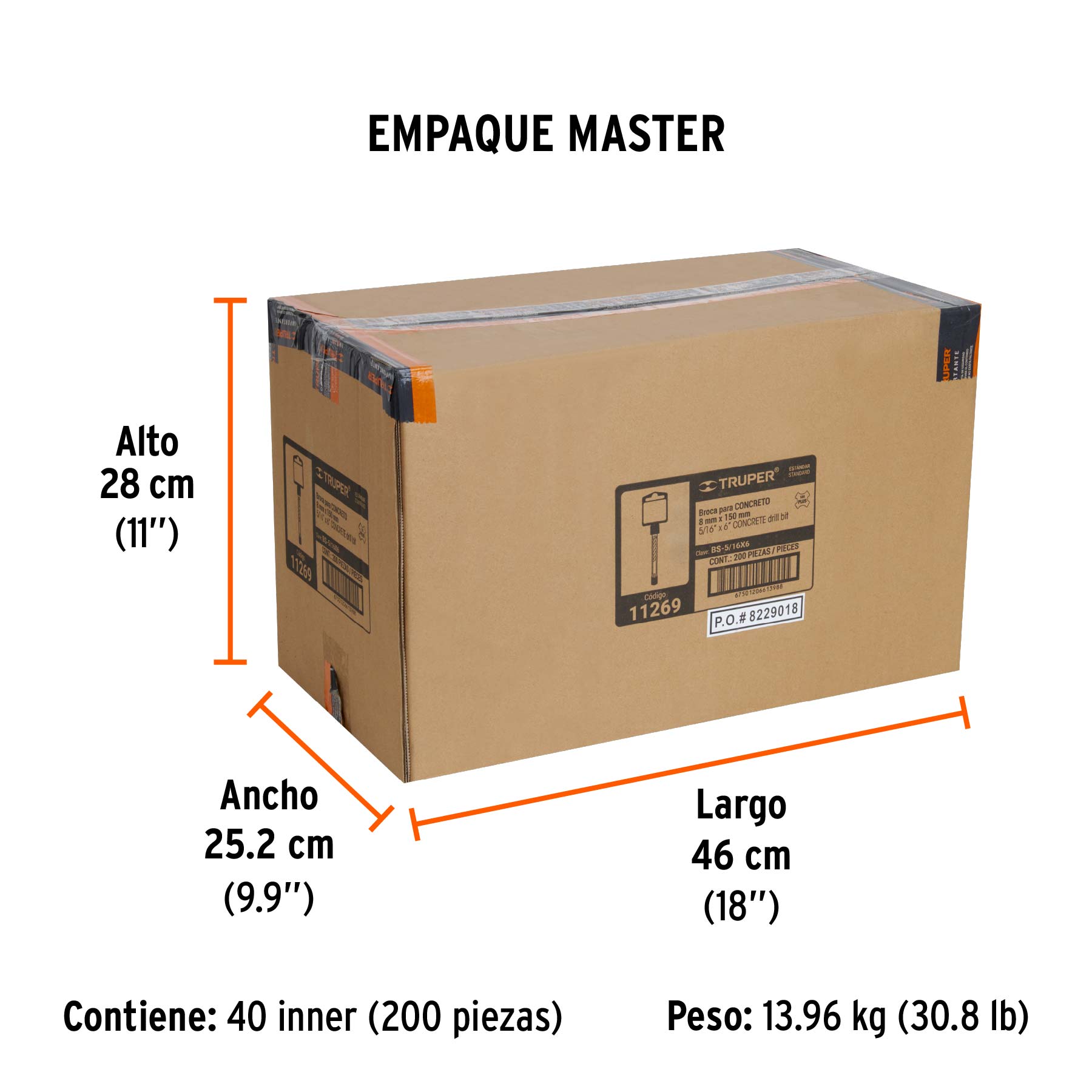 Broca SDS Plus 5/16 x 6", TRUPER - Empaque
