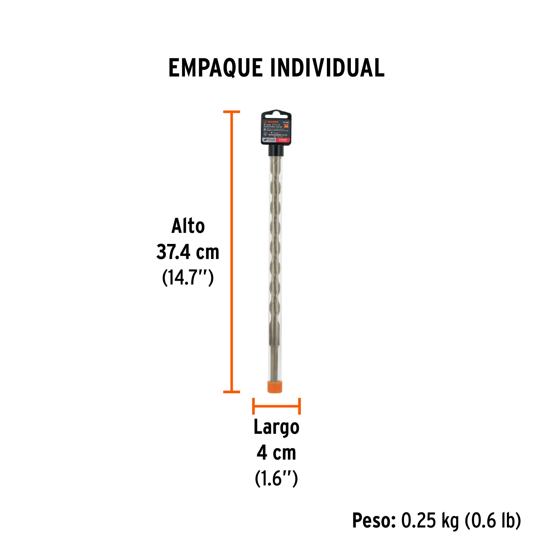 Broca SDS Plus 5/8 x 12", TRUPER - Empaque