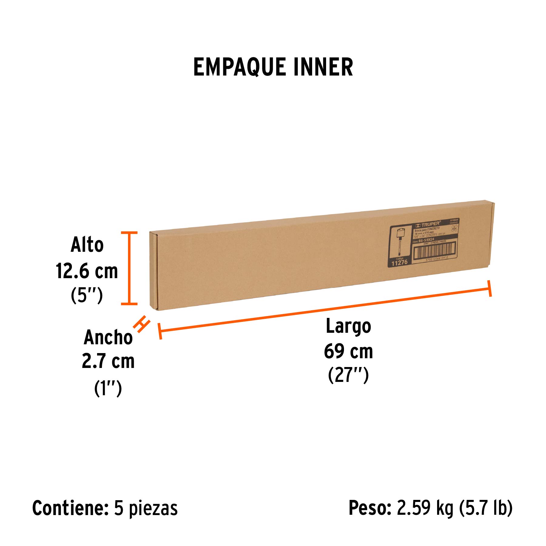 Broca SDS Plus 5/8 x 24", TRUPER - Empaque