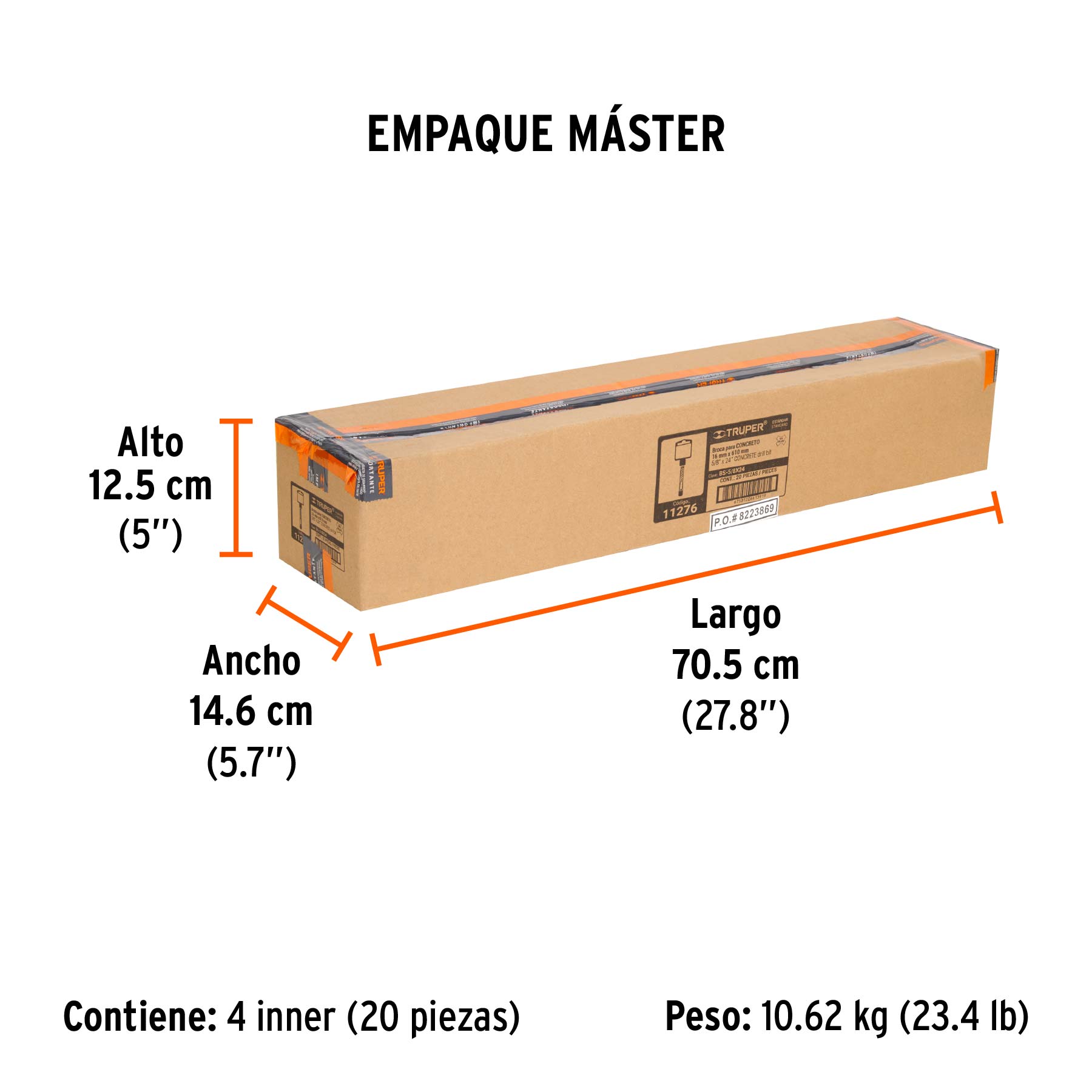 Broca SDS Plus 5/8 x 24", TRUPER - Empaque