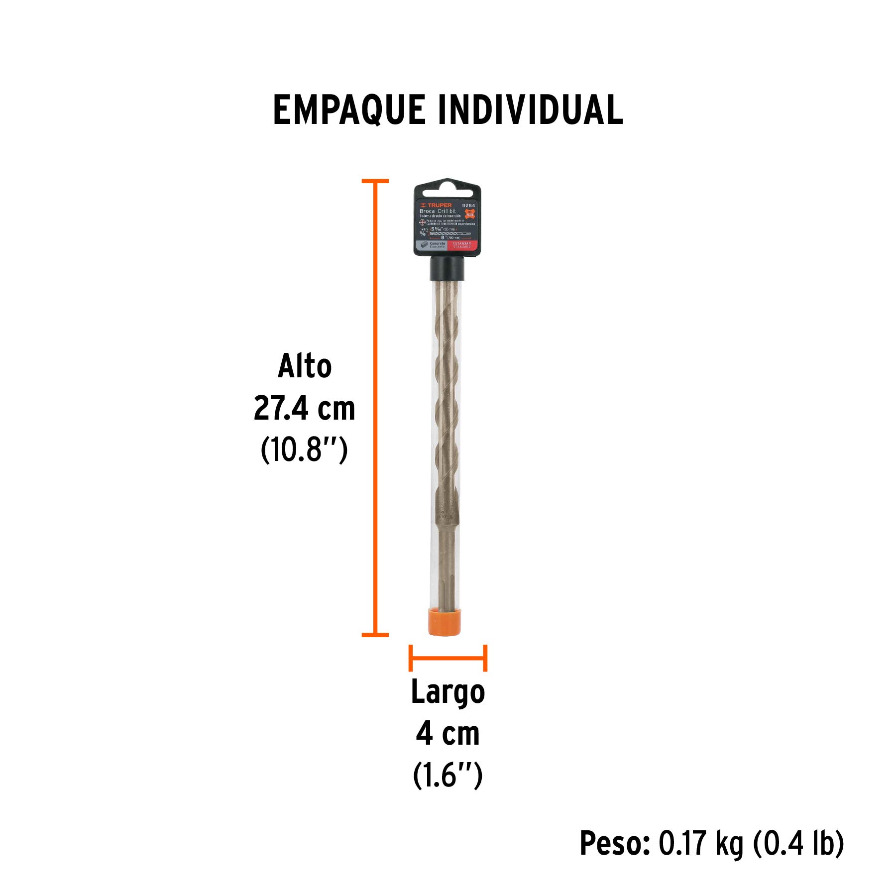 Broca SDS Plus 5/8 x 8", TRUPER - Empaque