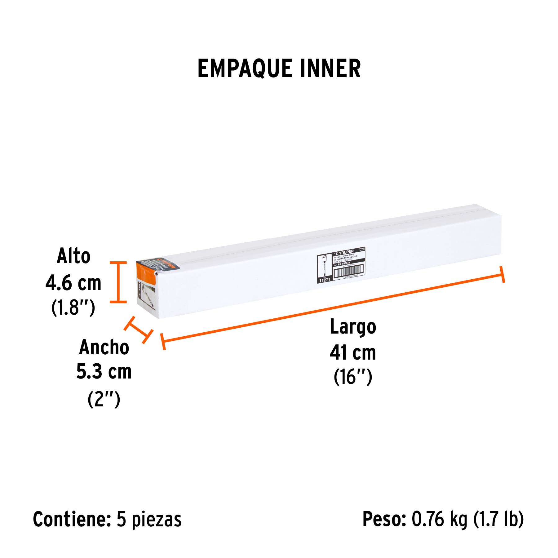Broca SDS Plus 7/16 x 12", TRUPER - Empaque