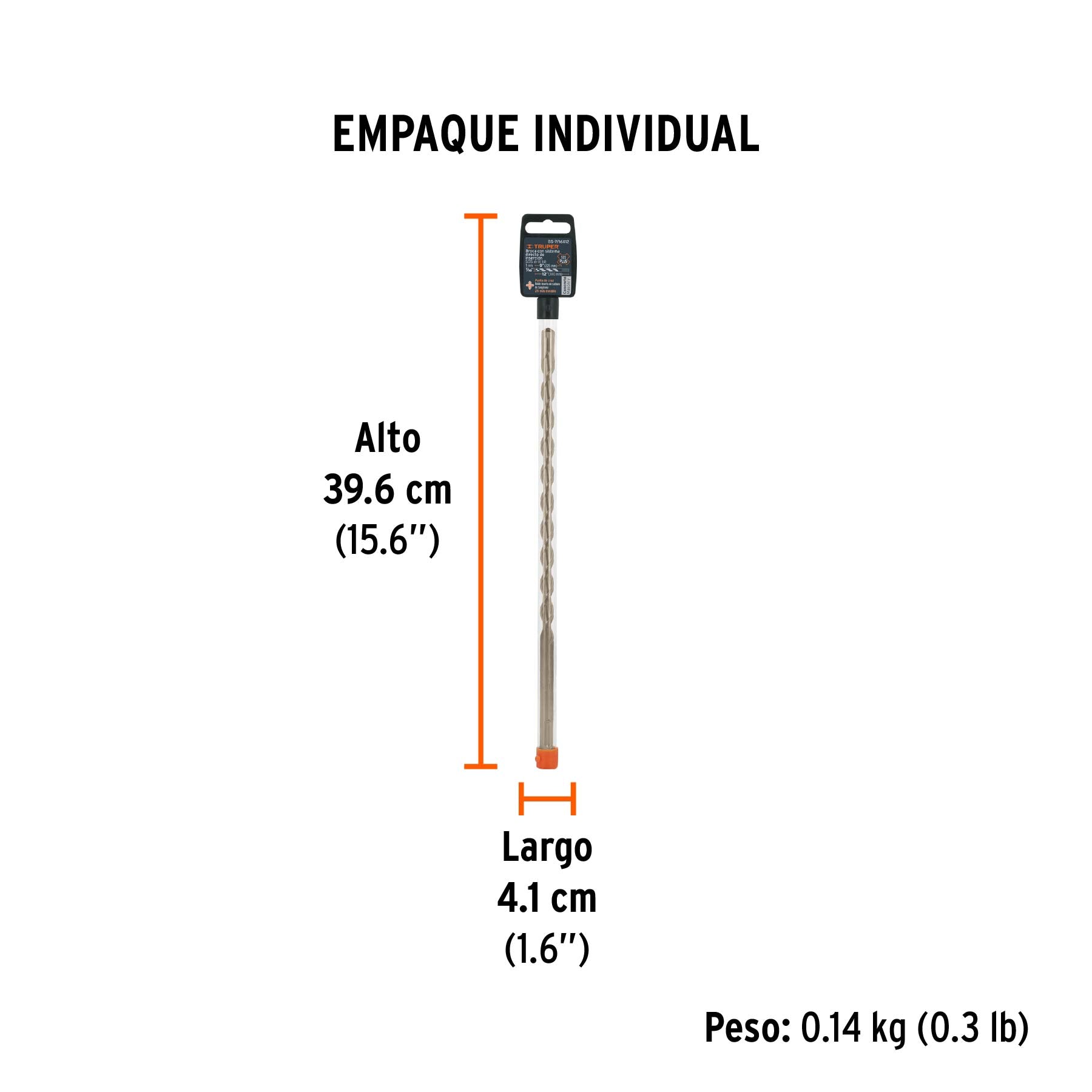 Broca SDS Plus 7/16 x 12", TRUPER - Empaque