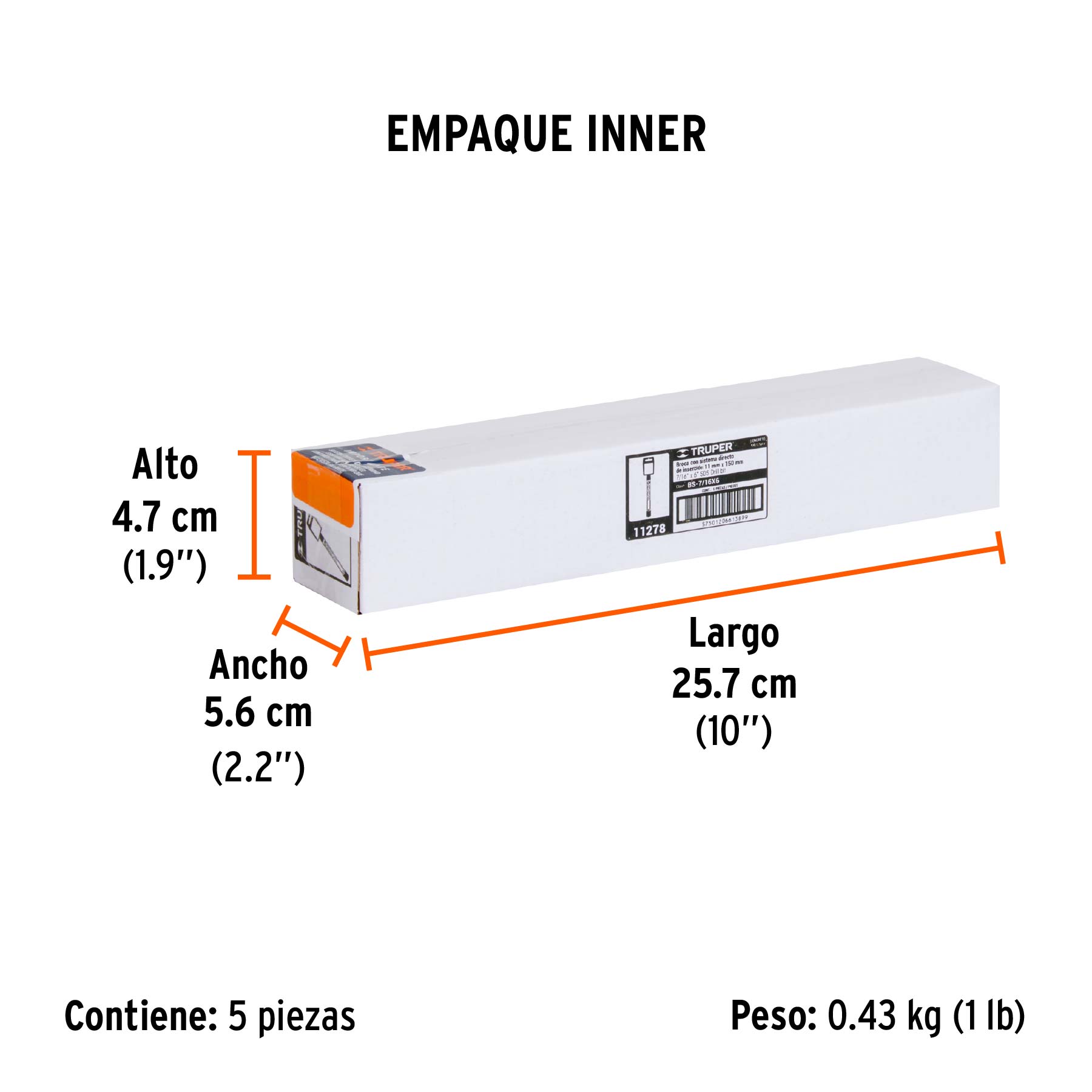 Broca SDS Plus 7/16 x 6", TRUPER - Empaque