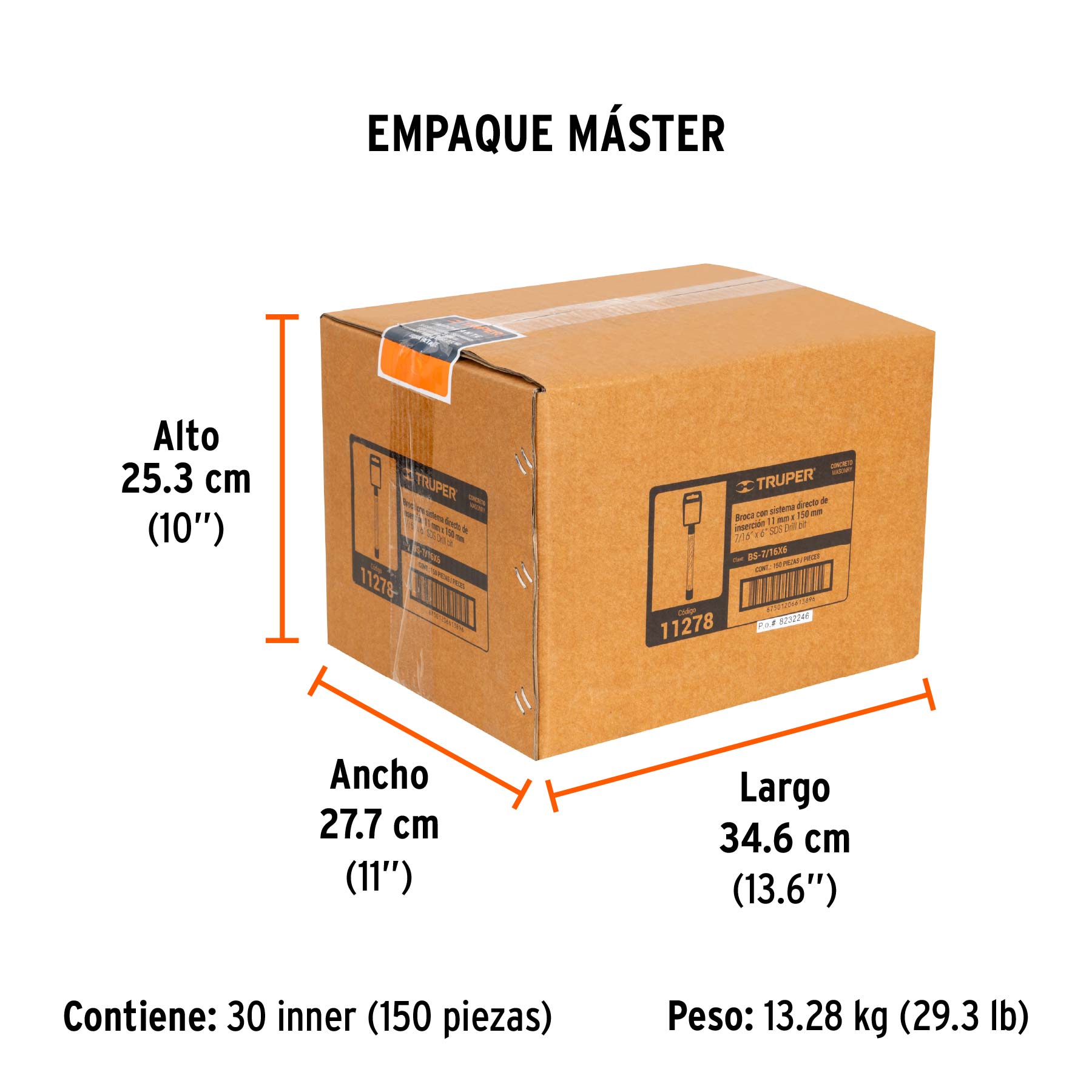 Broca SDS Plus 7/16 x 6", TRUPER - Empaque