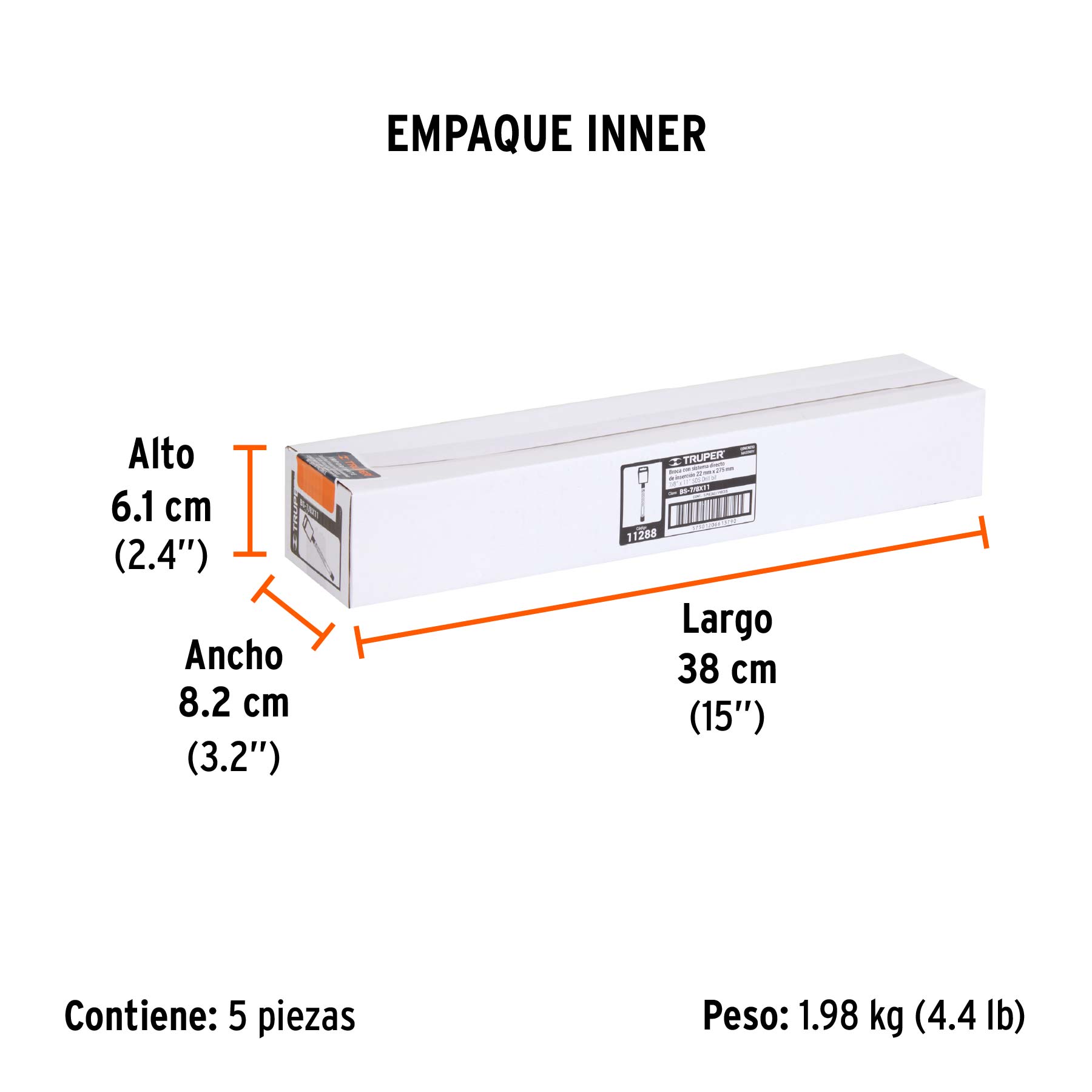 Broca SDS Plus 7/8 x 11", TRUPER - Empaque