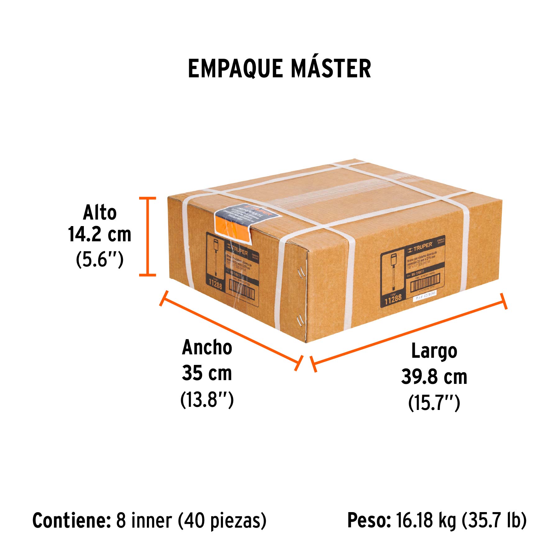 Broca SDS Plus 7/8 x 11", TRUPER - Empaque