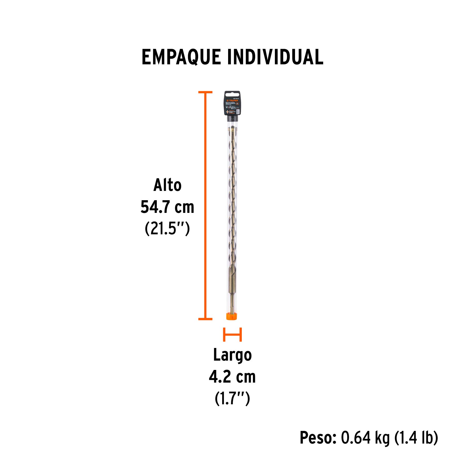 Broca SDS Plus 7/8 x 18", TRUPER - Empaque