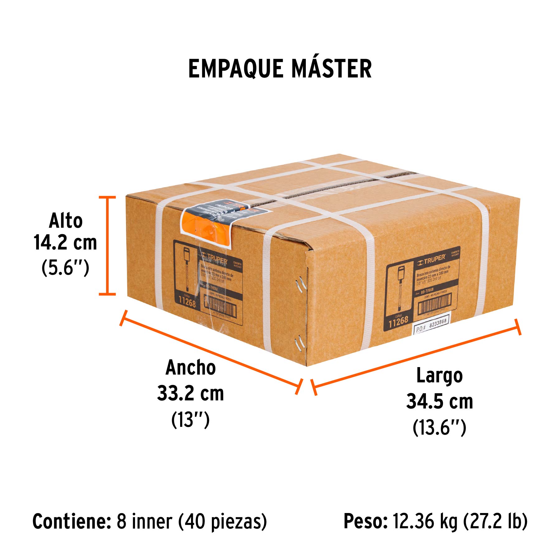 Broca SDS Plus 7/8 x 8", TRUPER - Empaque