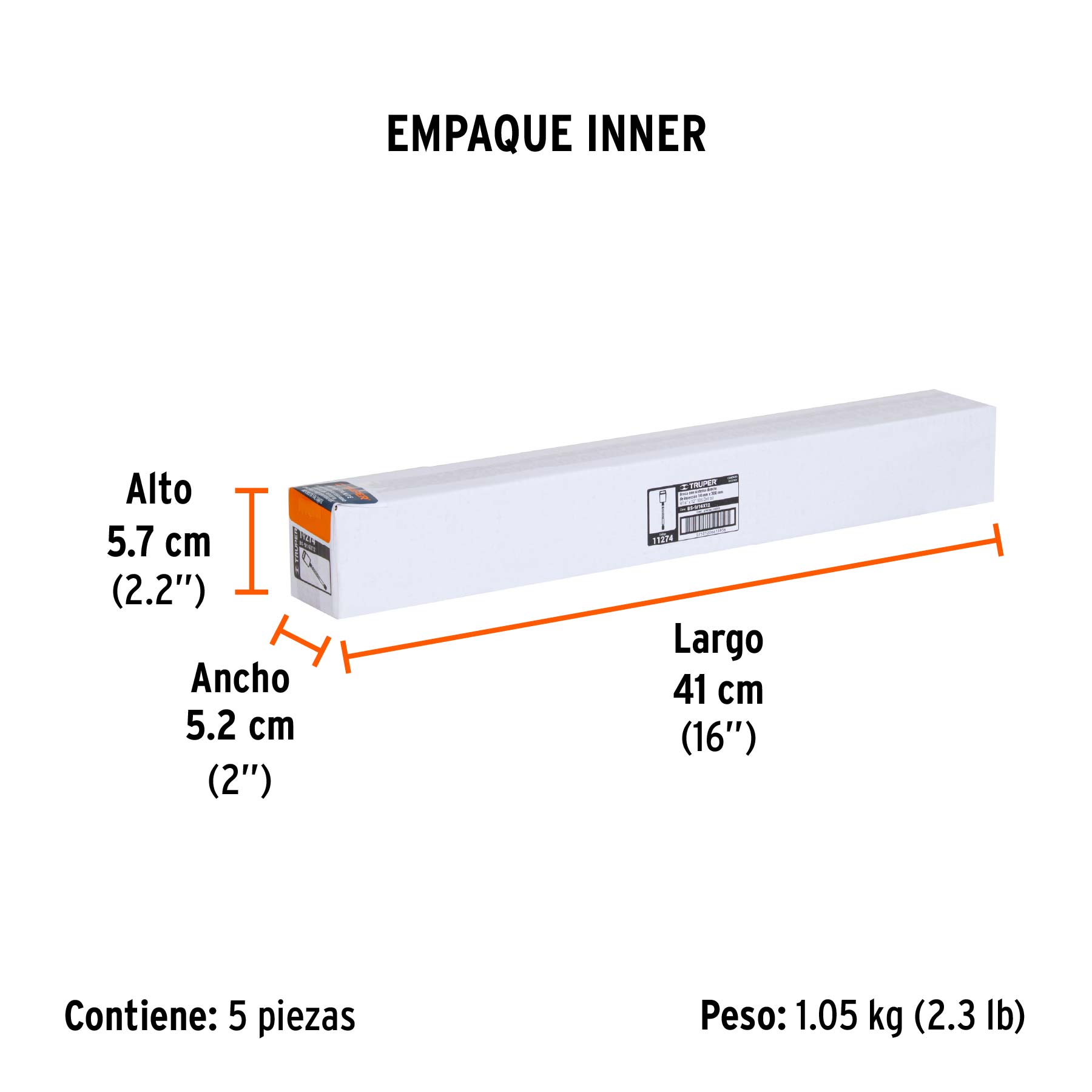 Broca SDS Plus 9/16 x 12", TRUPER - Empaque