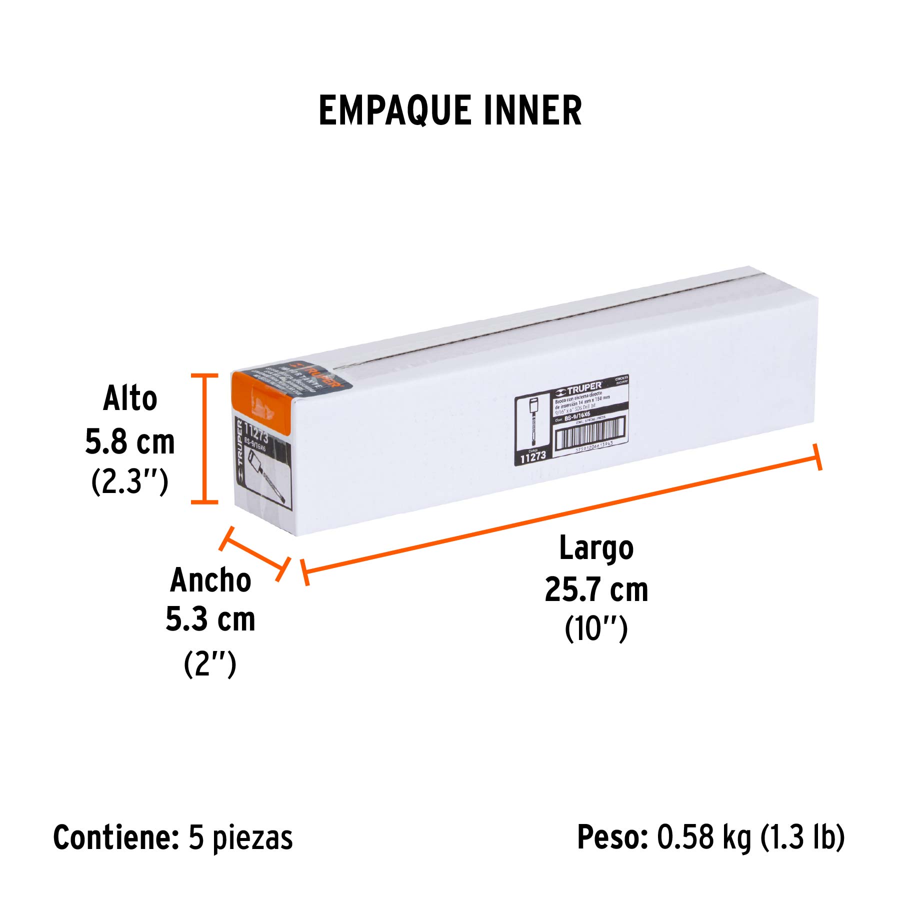 Broca SDS Plus 9/16 x 6", TRUPER - Empaque