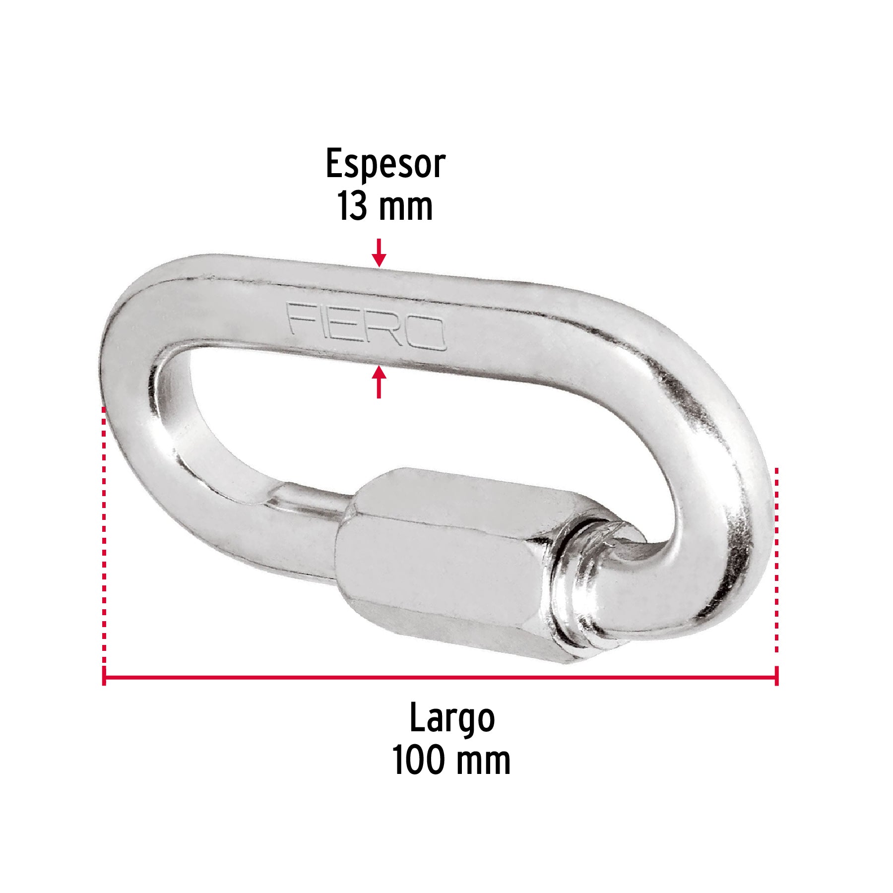 Bandola de acero de 1/2" con seguro, FIERO
