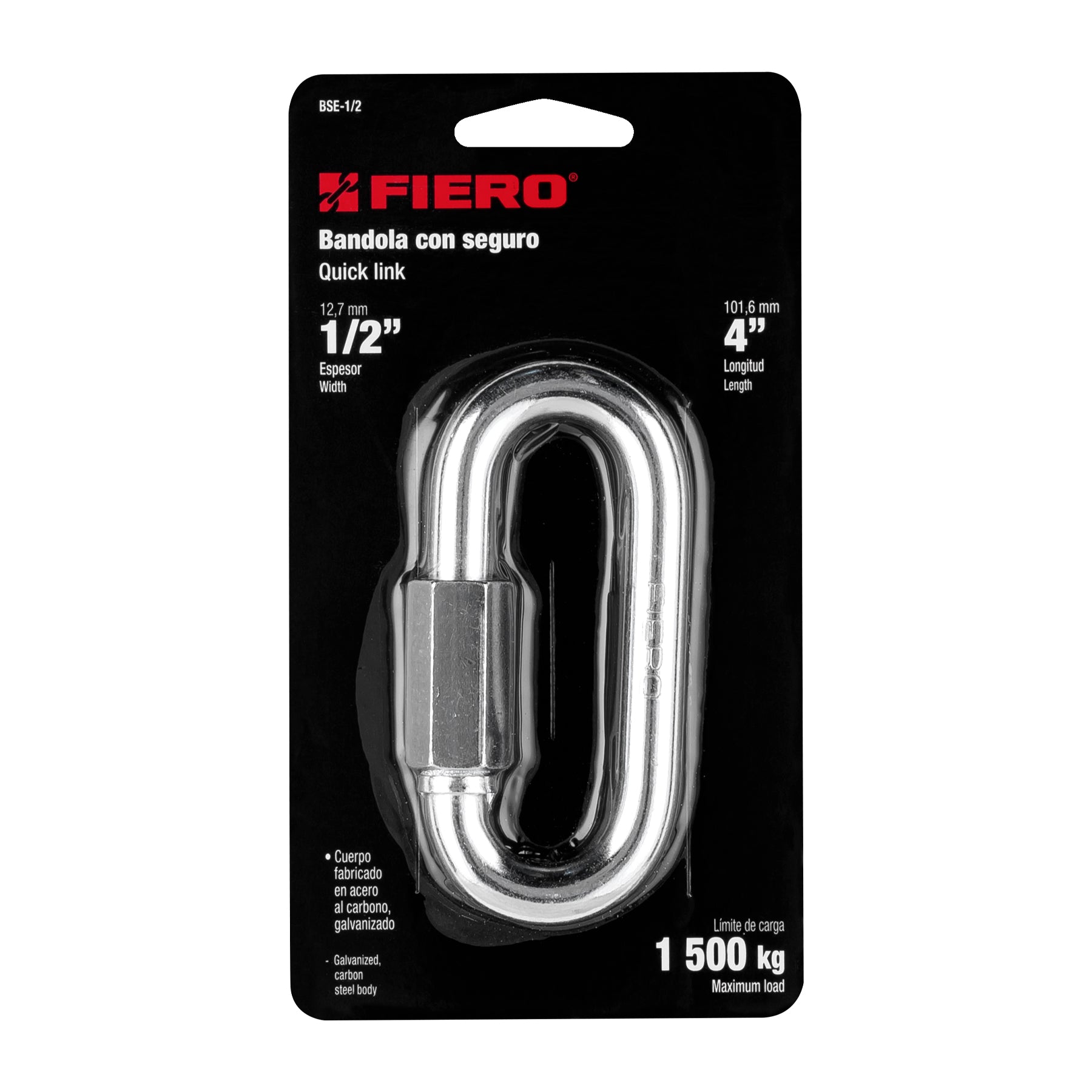 Bandola de acero de 1/2" con seguro, FIERO