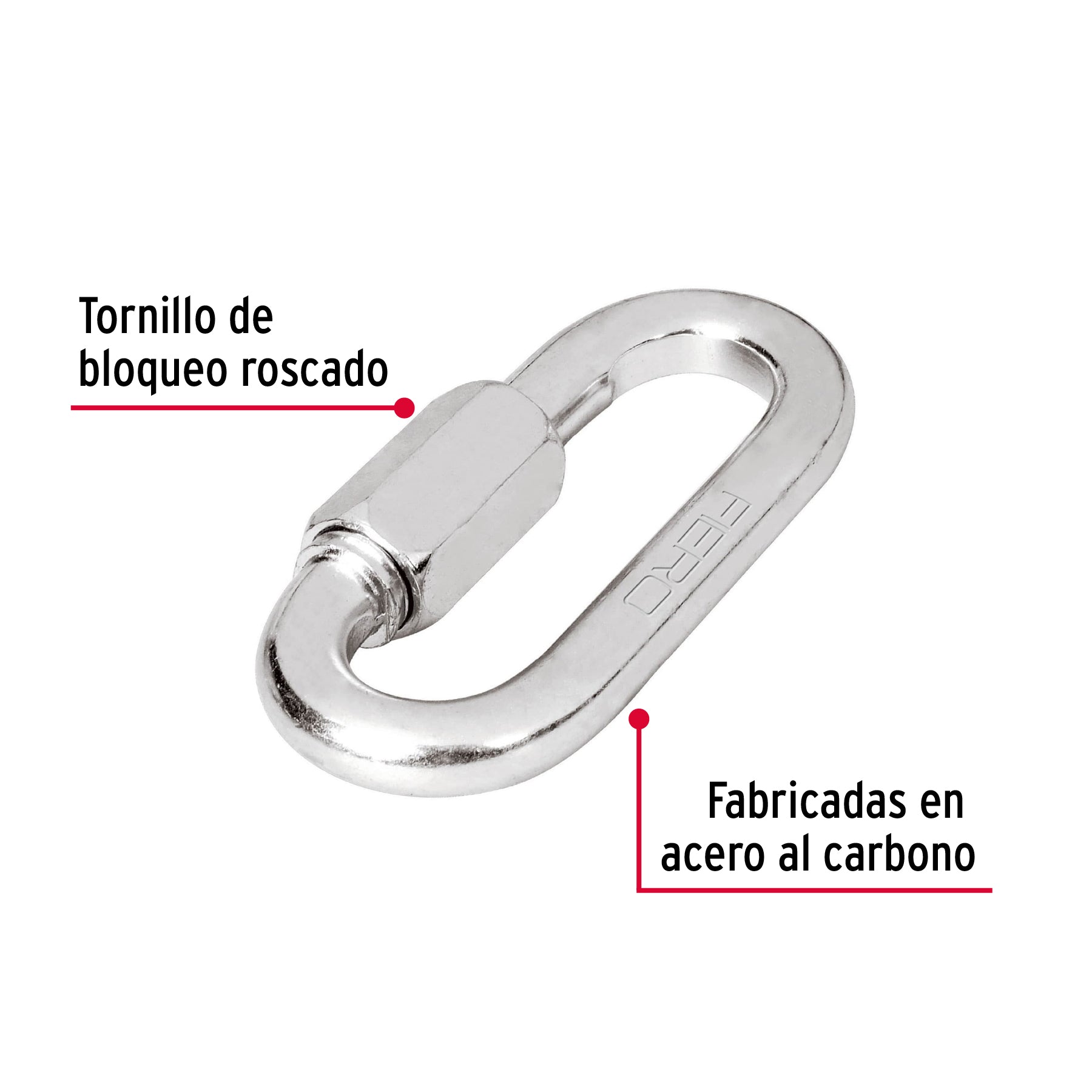 Bandola de acero de 1/2" con seguro, FIERO