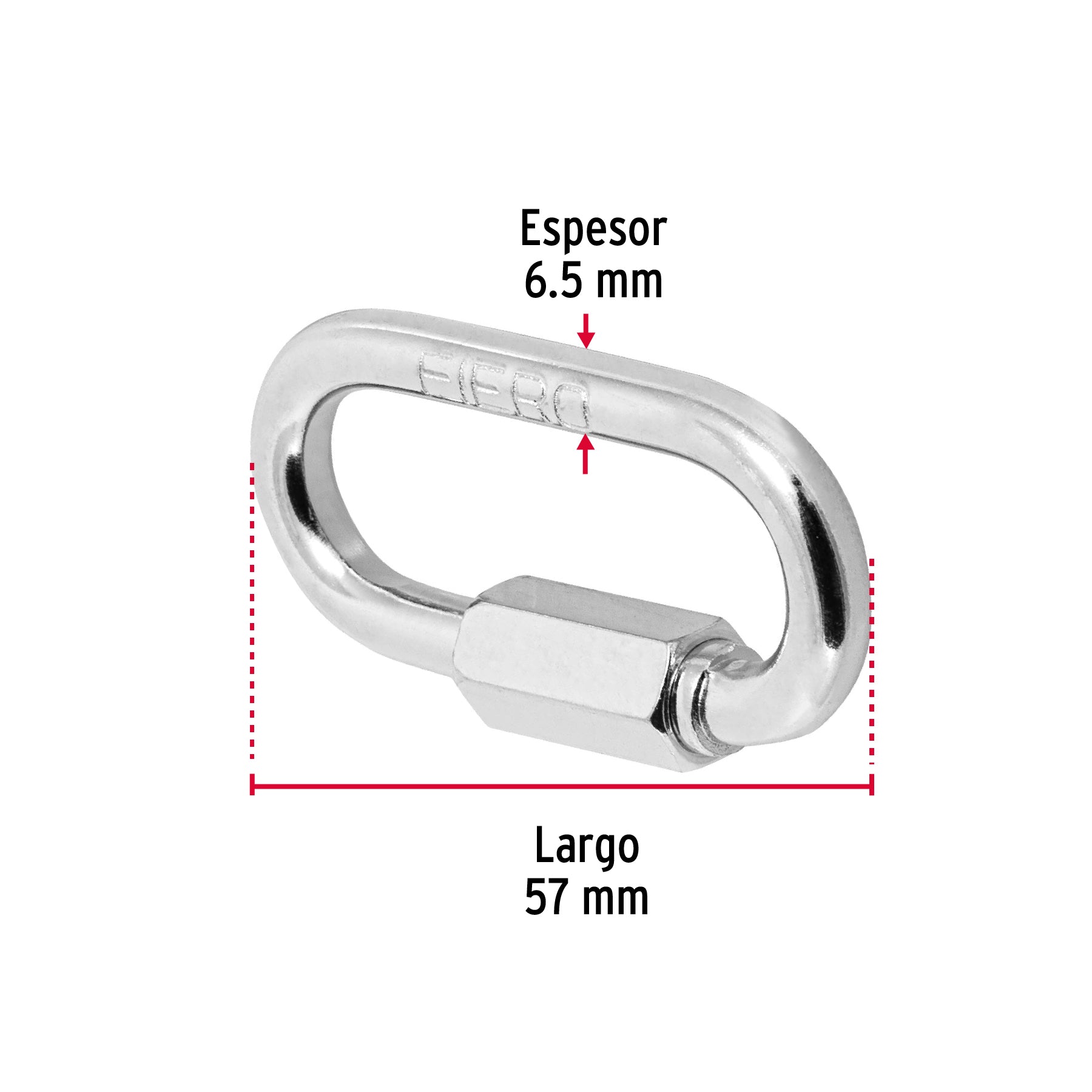 Bandola de acero de 1/4" con seguro, FIERO