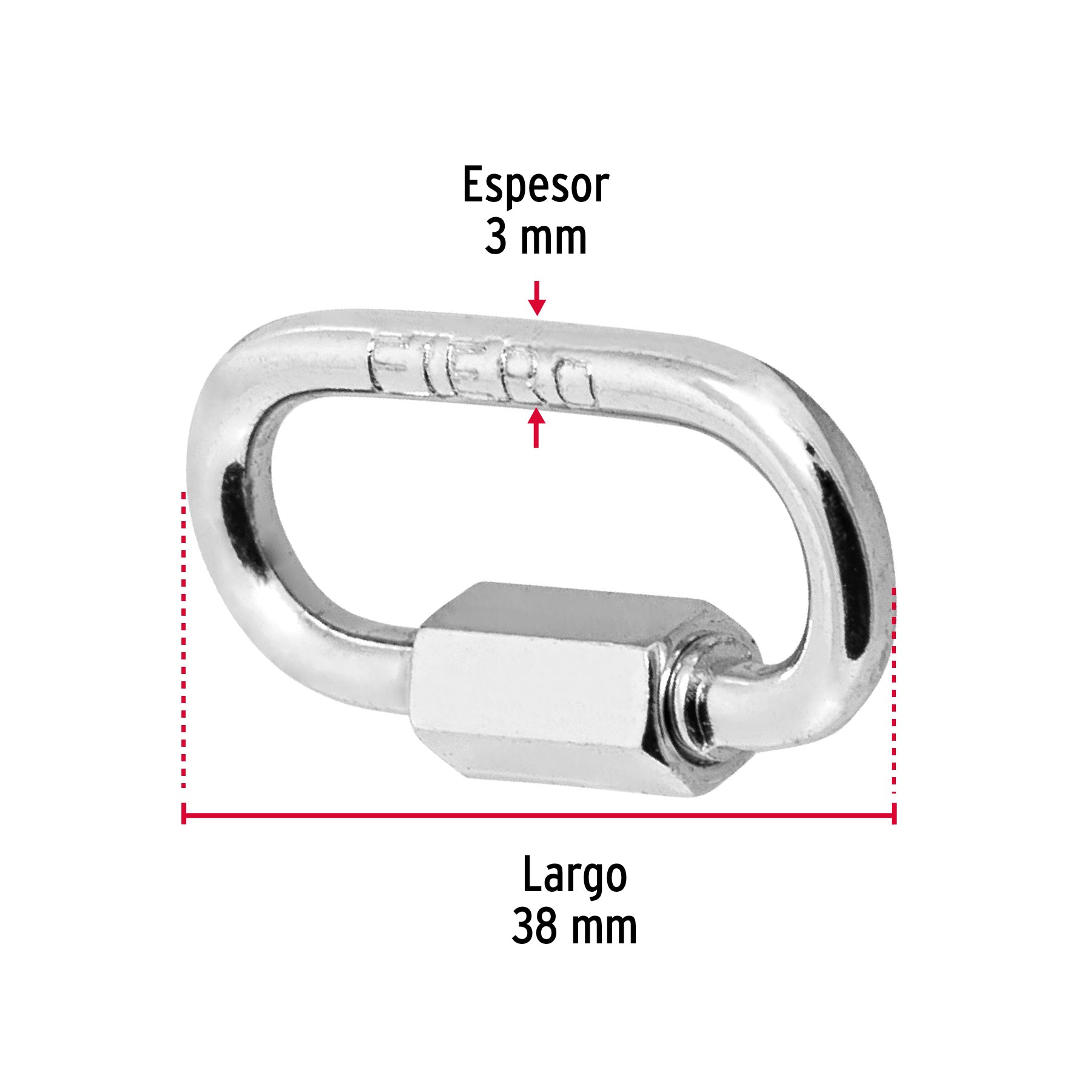 Bandola de acero de 1/8" con seguro, FIERO