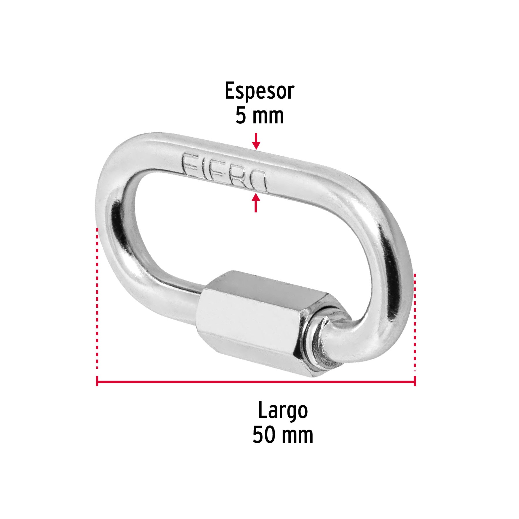 Bandola de acero de 3/16" con seguro, FIERO