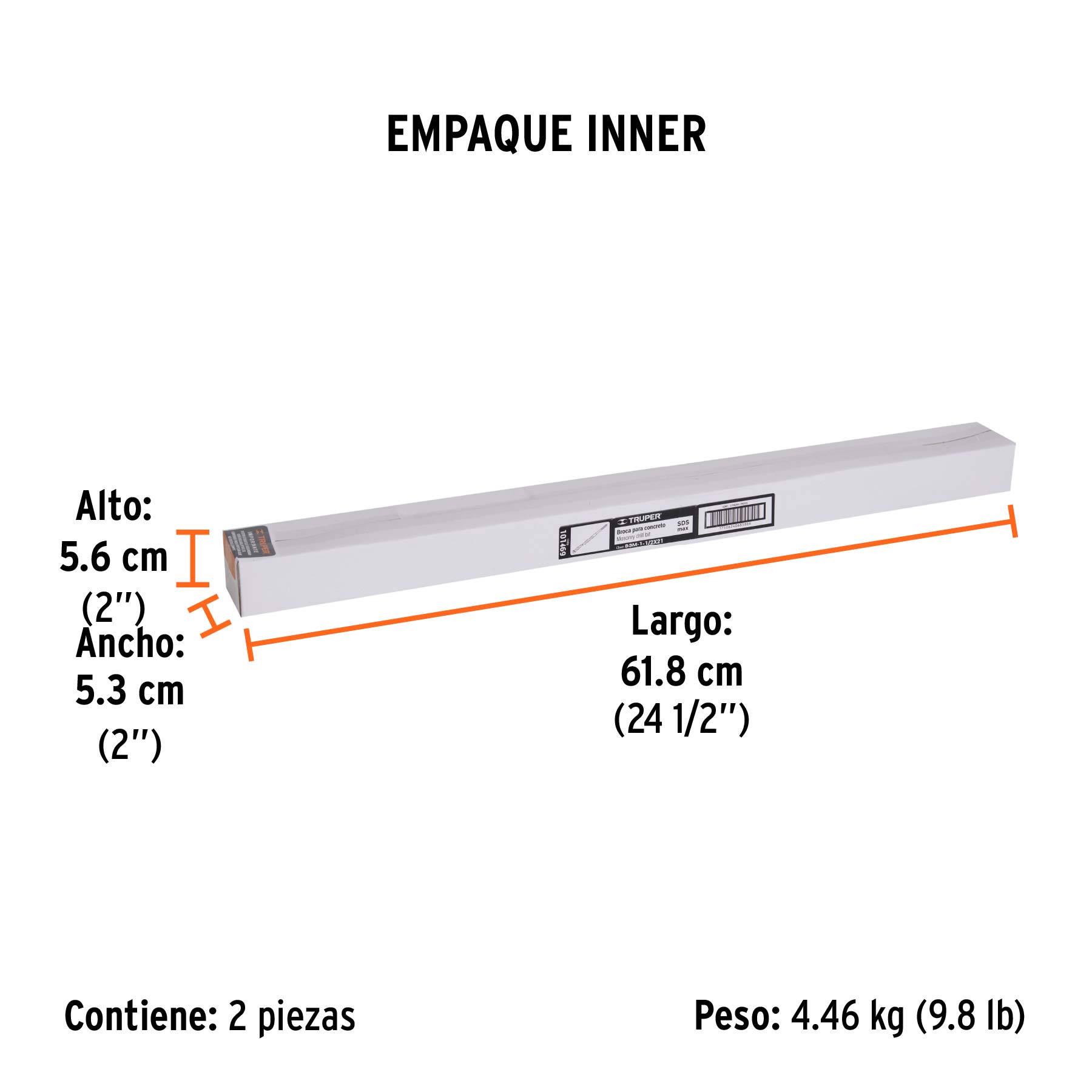 Broca SDS Max de 1-1/2 x 21", TRUPER - Empaque