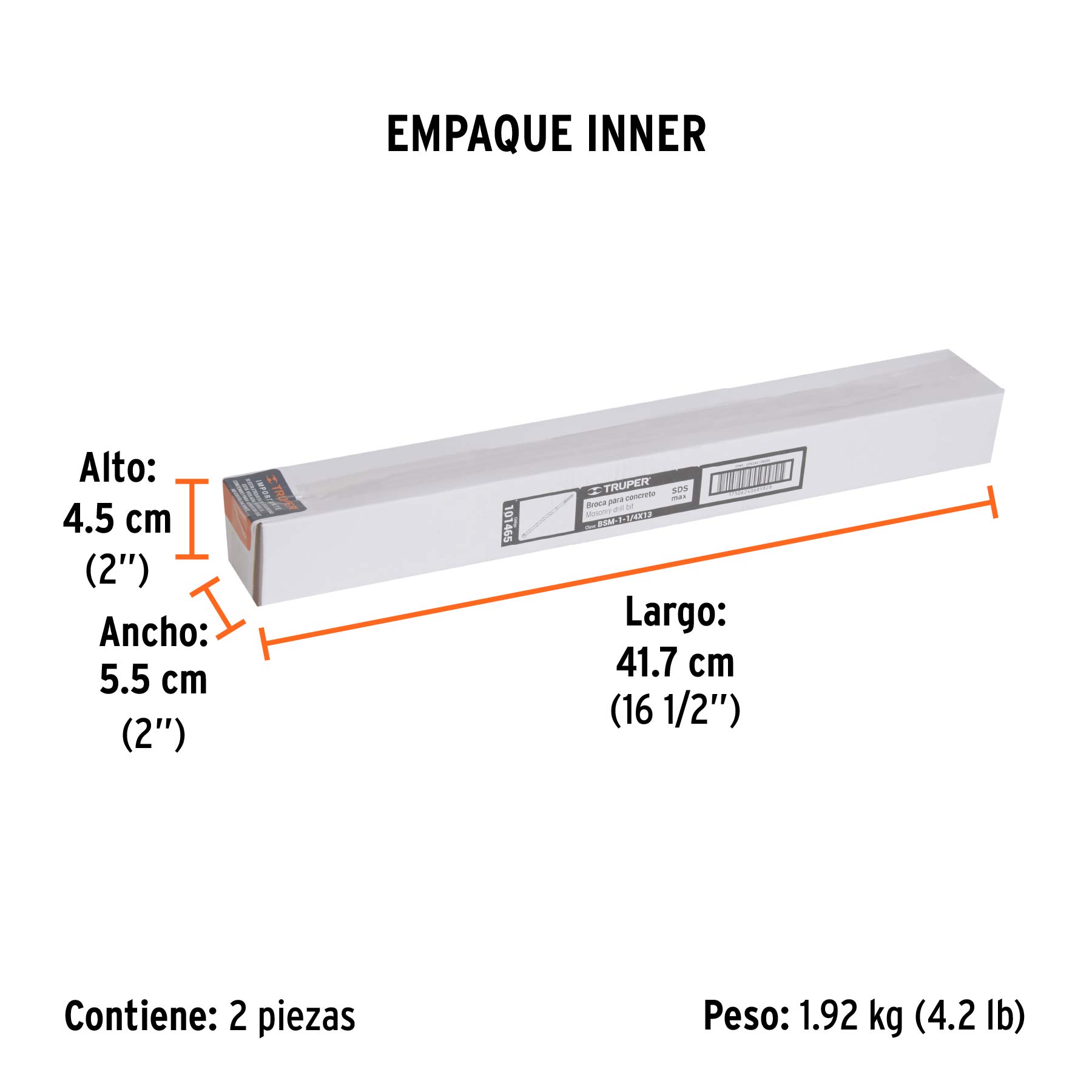 Broca SDS Max de 1-1/4 x 13", TRUPER - Empaque