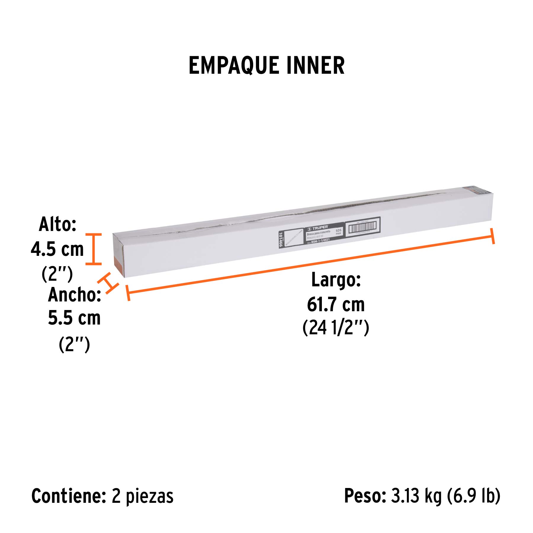Broca SDS Max de 1-1/4 x 21", TRUPER - Empaque